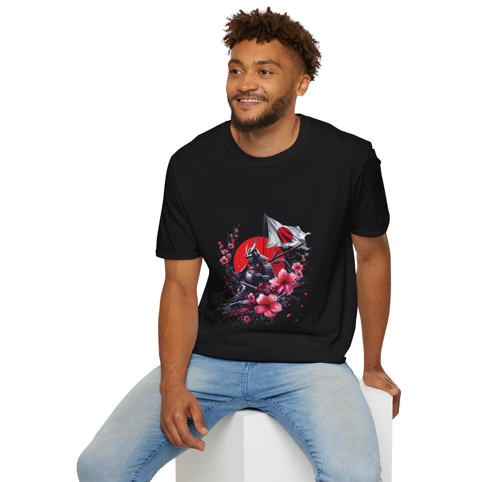 Japan Unisex Softstyle T-Shirt Japanese Art Sakura Samurai Cotton Gift Unique