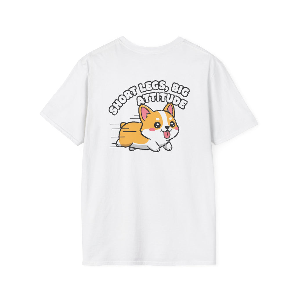 Cute Corgi Shirt Short Legs, Big Attitude Funny Dog Lover Unisex Softstyle Tee Gift