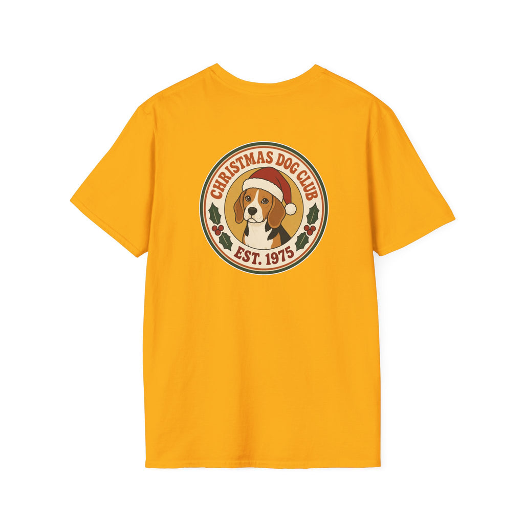 Retro Christmas Dog T-Shirt Christmas Dog Club Vintage Dog Lover Shirt Unisex Softstyle Tee Christmas Gift