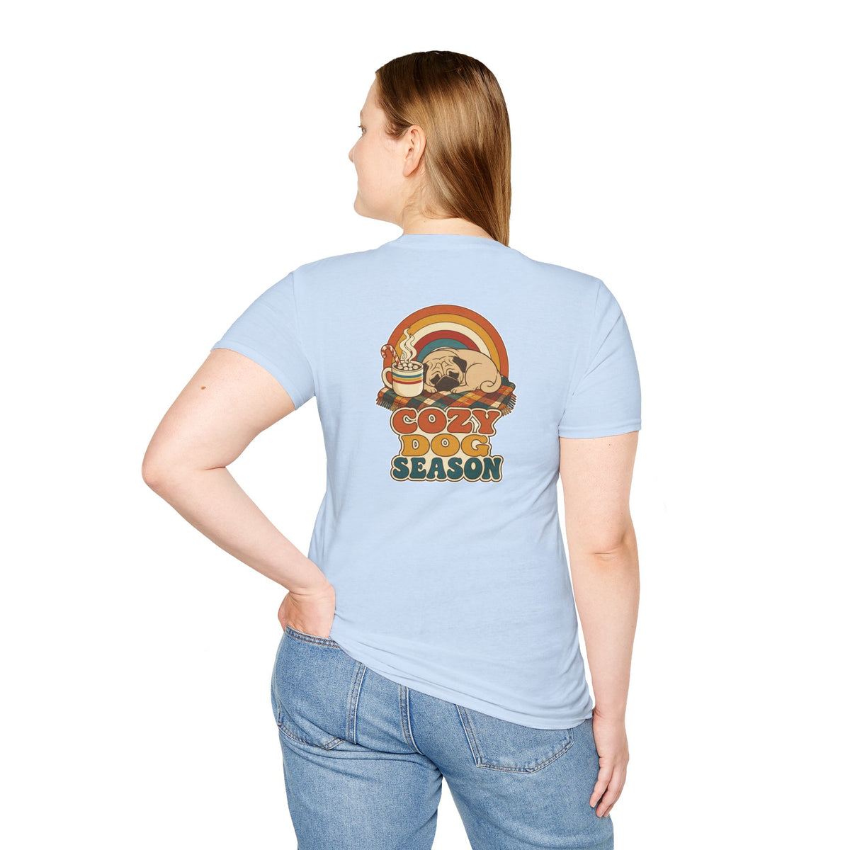Retro Christmas Dog T-Shirt Cozy Dog Season Vintage Dog Lover Shirt Unisex Softstyle Tee Christmas Gift