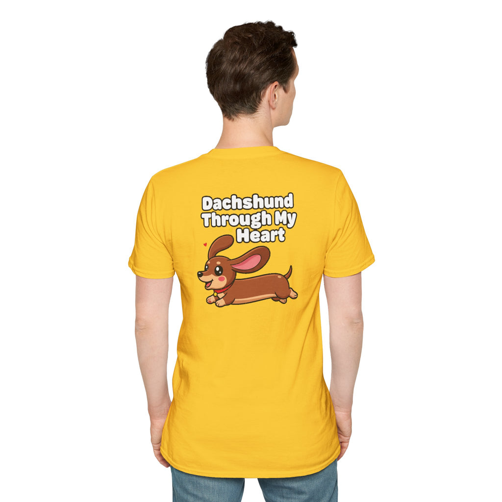 Cute Dachshund Shirt Dachshund Through My Heart Funny Dog Lover Unisex Softstyle Tee Gift