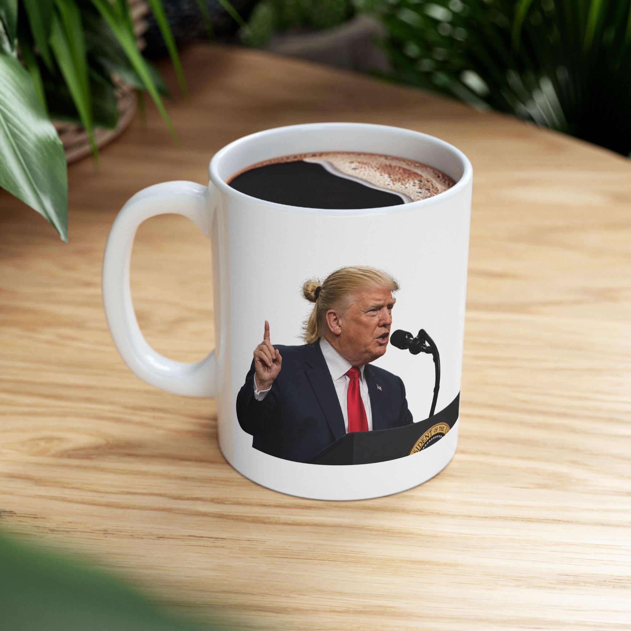 Funny Trump iconic Haaland Hair Style Parody Coffee Mug Unique Gift Tea Cup 11oz