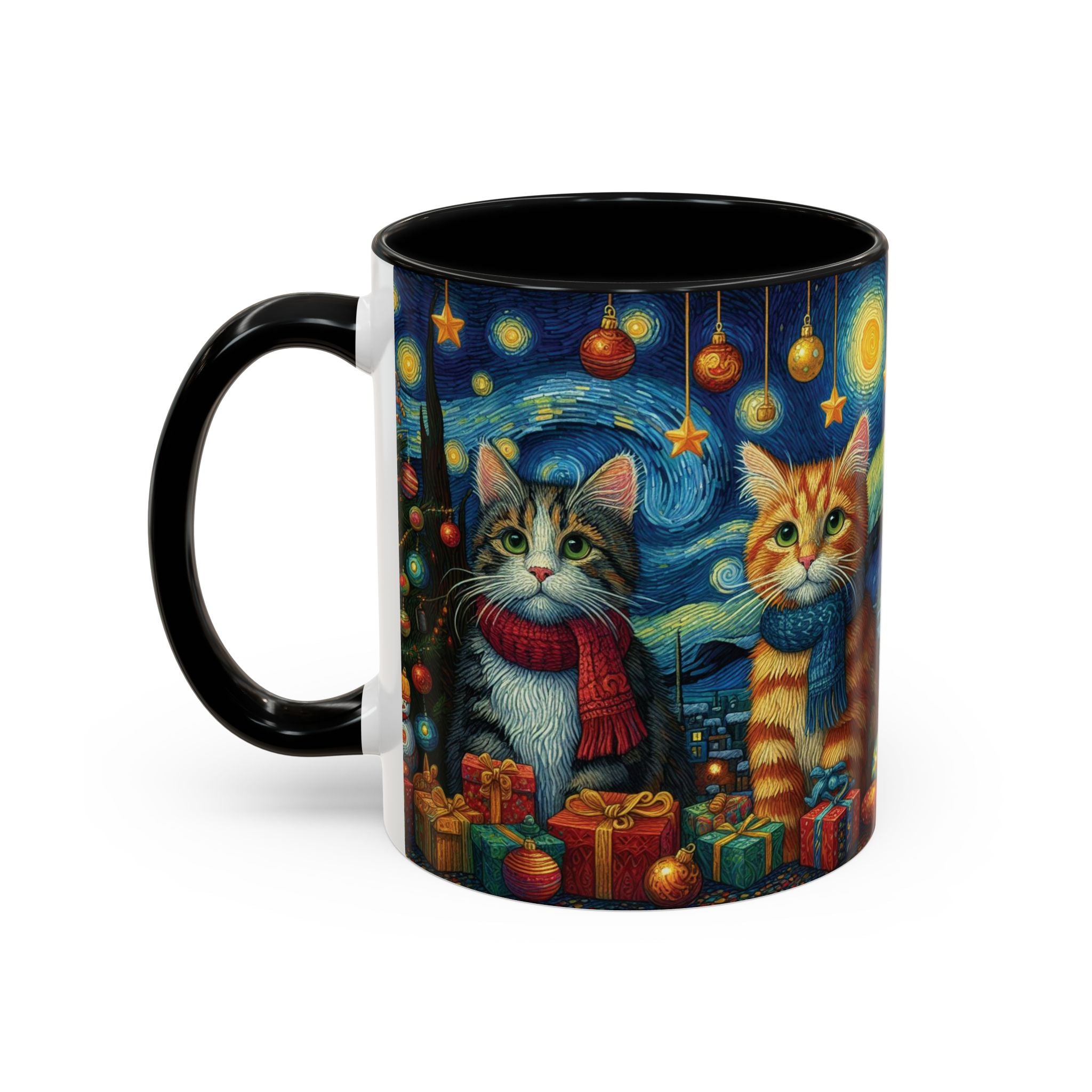 Christmas Mug Cats Mug Mom Van Gogh Art Funny Coffee Tea Ceramic Mug Cup Pink