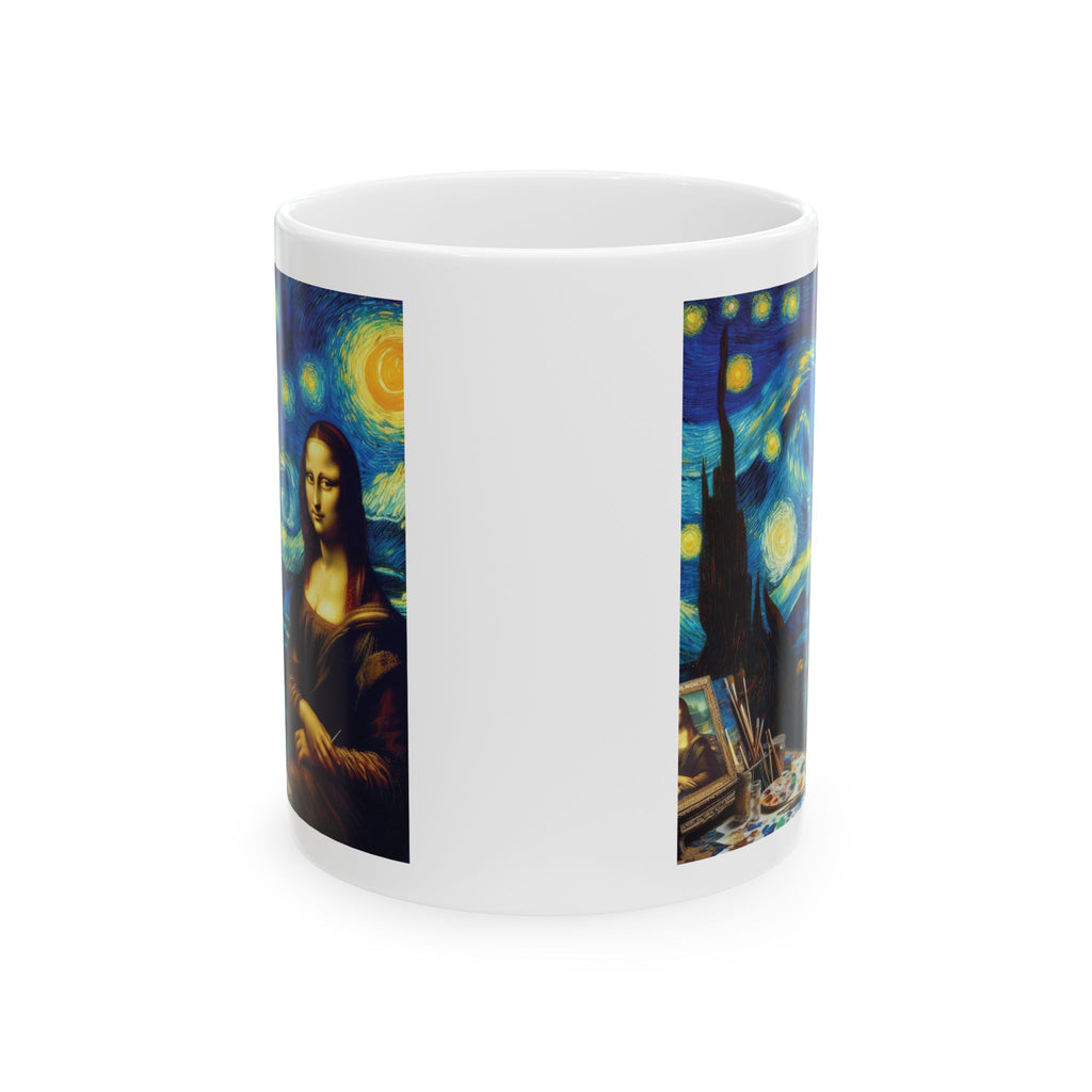 Funny Mona Lisa Van Gogh Starry Night Art Tea Coffee Cup Ceramic Mug Unique Gift