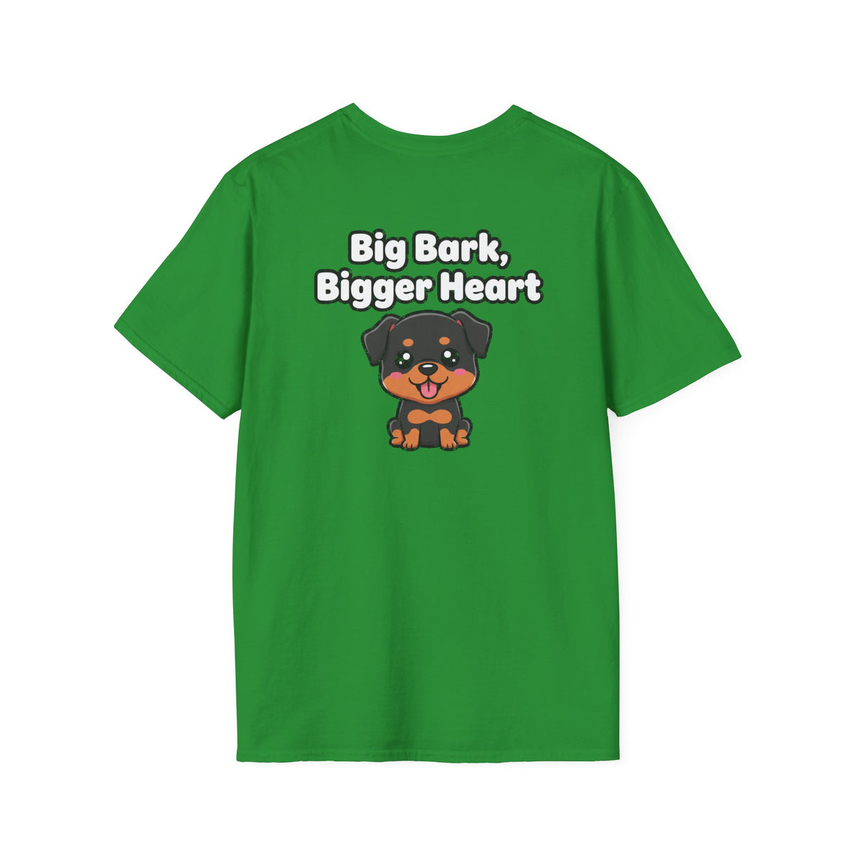 Cute Rottweiler Shirt Big Bark, Bigger Heart Funny Dog Lover Unisex Softstyle Tee Gift