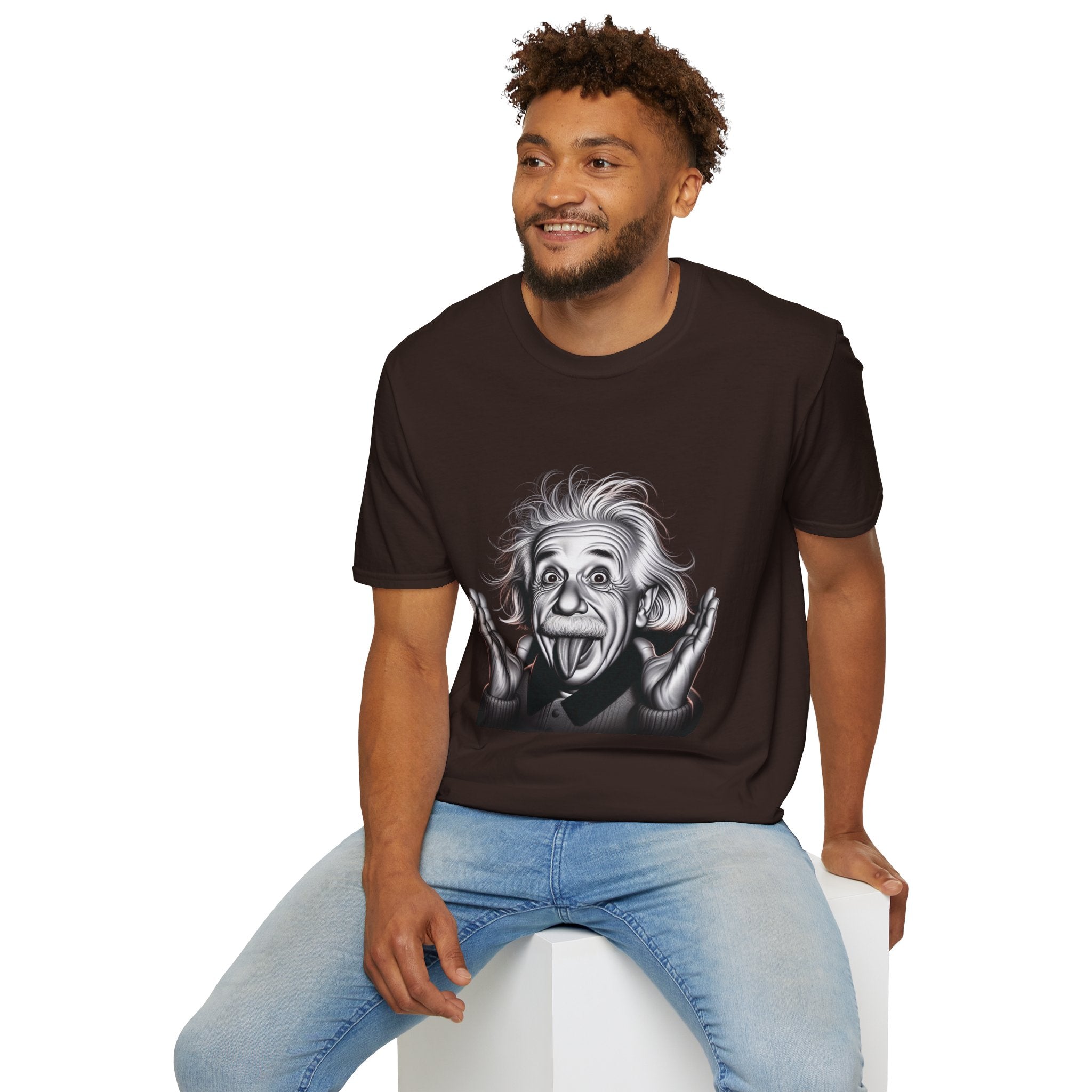 Funny Albert Einstein Print T-Shirt Unisex Softstyle T-Shirt Cotton Unique Gift