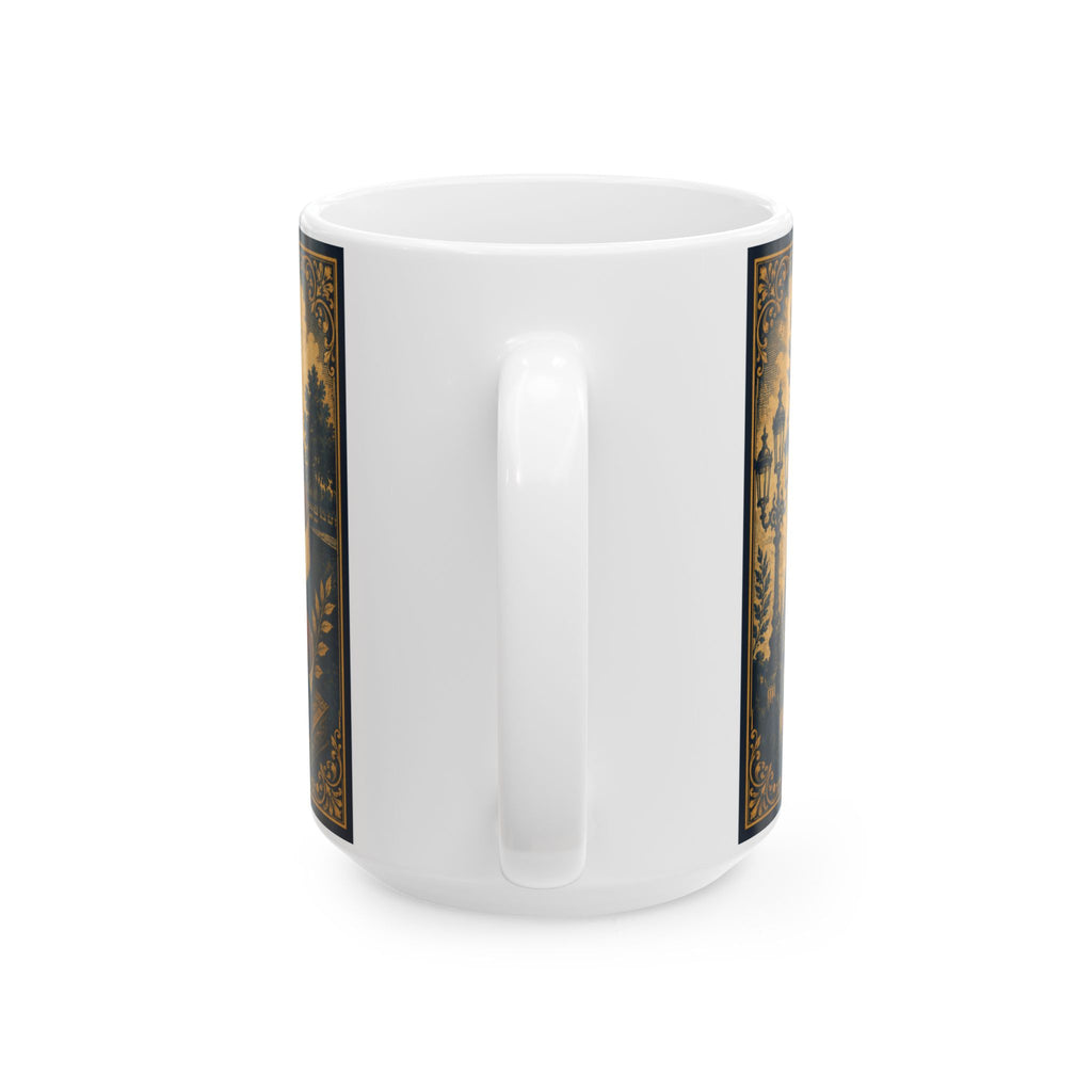 Ceramic Travel Mug Vintage France Emblem Mug Eiffel Tower Fleur de Lis Coffee Cup Gift
