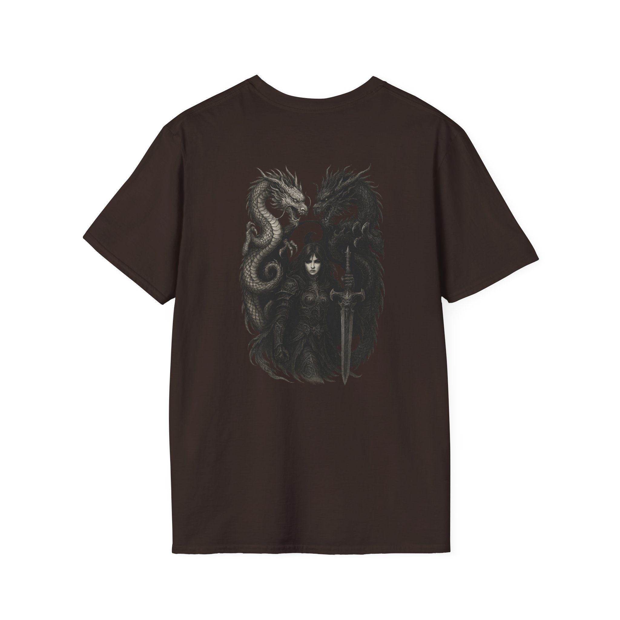 Dragon T-shirt Men Women Graphic Tee Clothing Apparel Symbol Ying Yang In Back