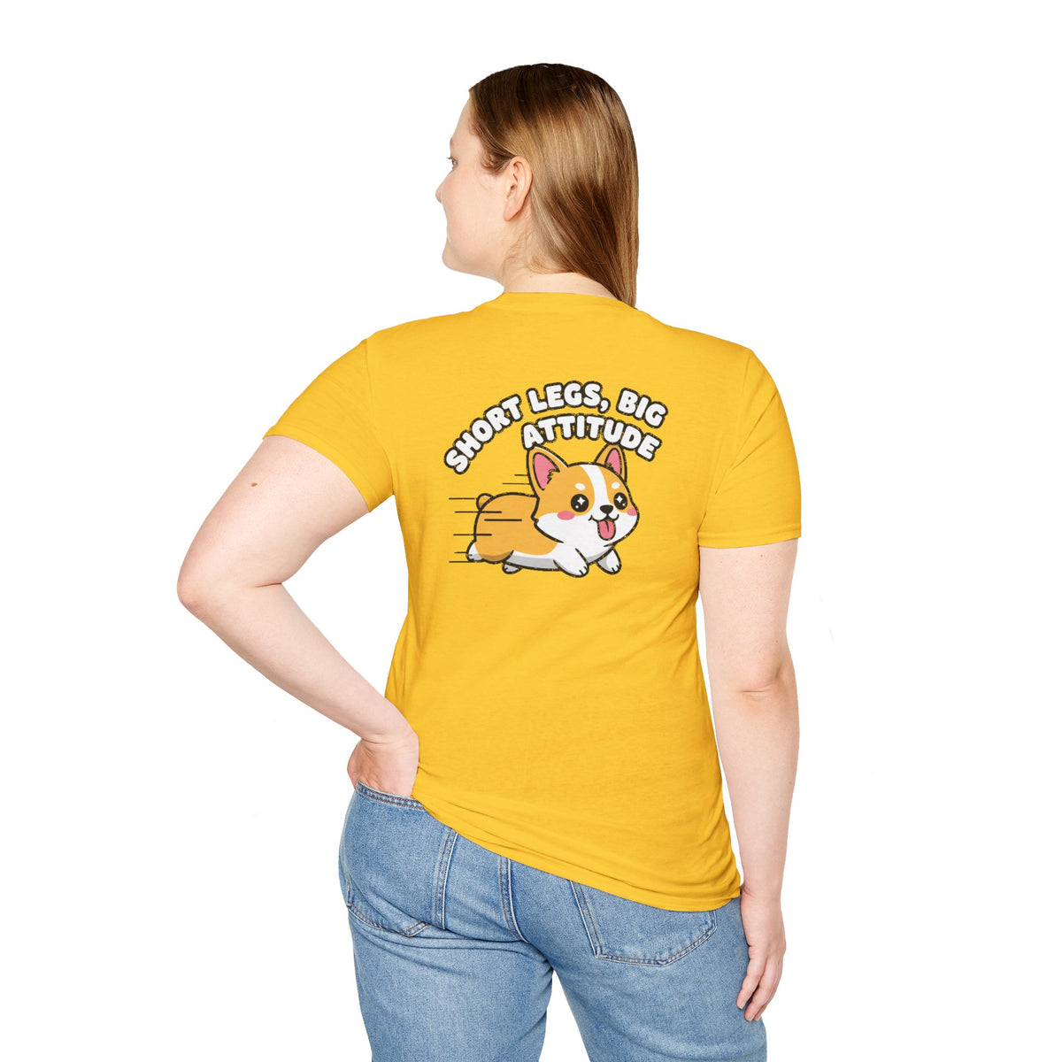 Cute Corgi Shirt Short Legs, Big Attitude Funny Dog Lover Unisex Softstyle Tee Gift