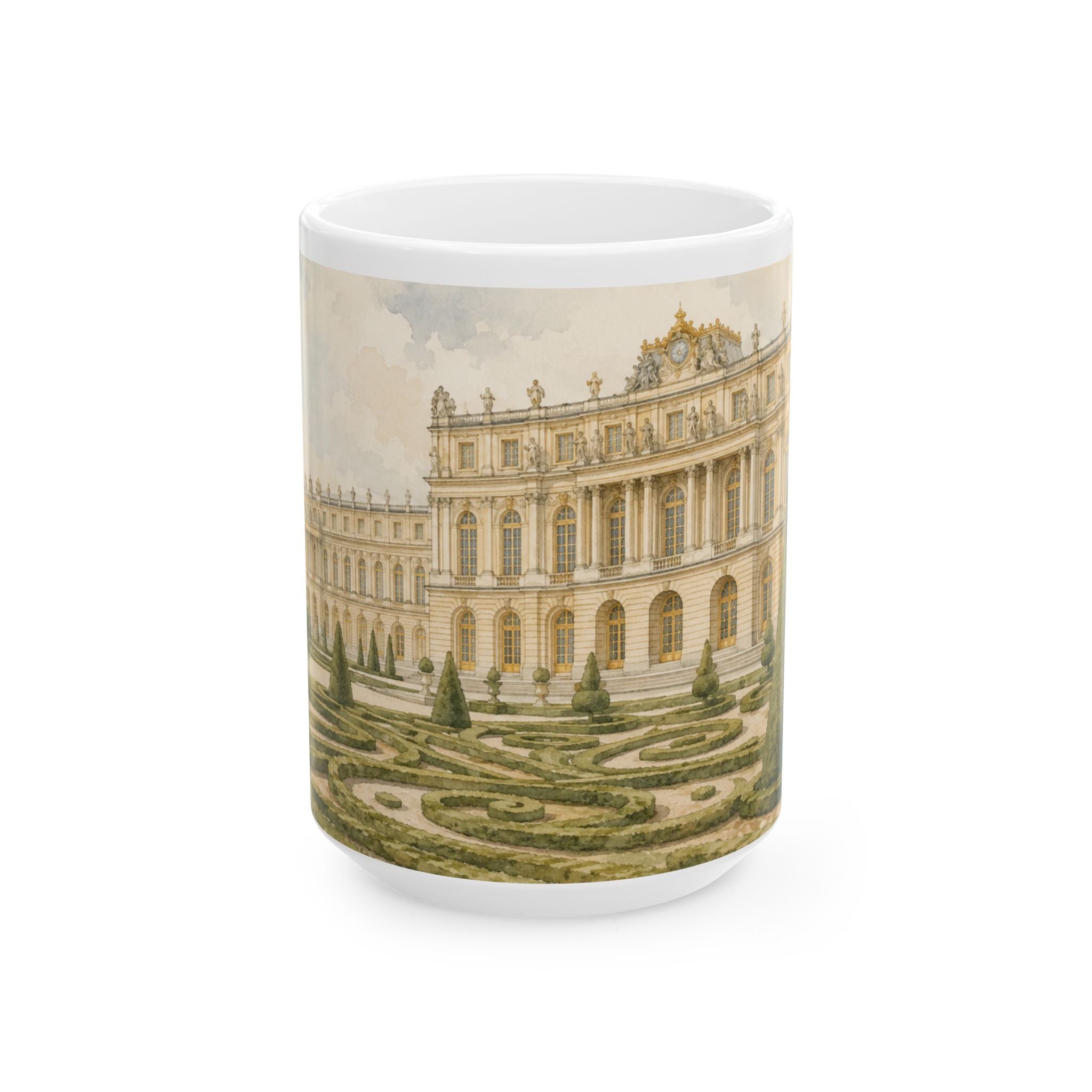 Palace of Versailles Mug Elegant Watercolor French Garden Coffee Cup Gift Ceramic Travel Mug