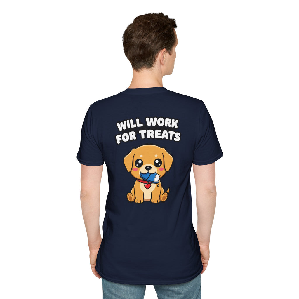 Cute Labrador Shirt Will Work For Treats Funny Dog Lover Unisex Softstyle Tee Gift