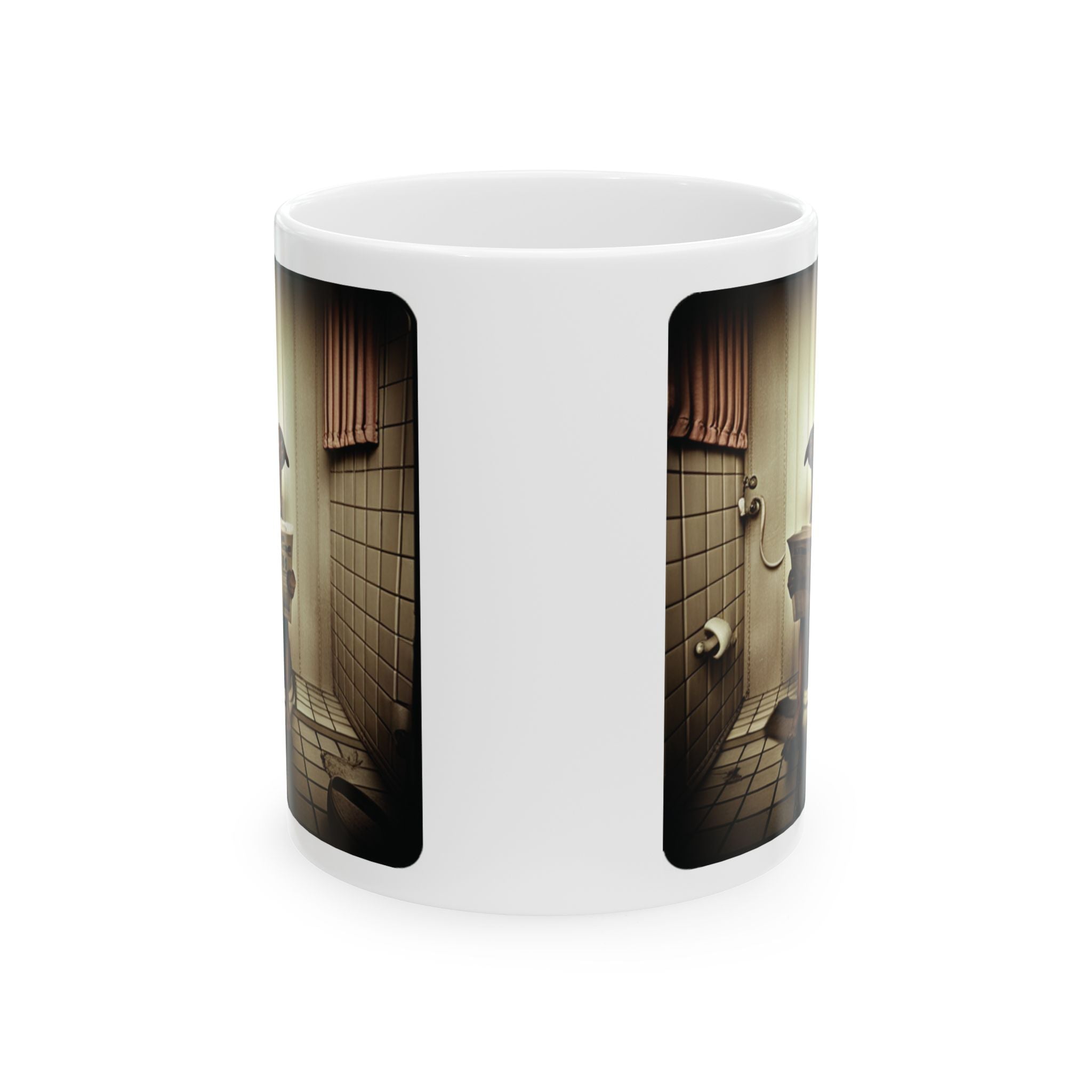 Funny Dog Sitting on Toilet Reading Newspaper Mug Gift Animal Coffee Mug 11oz