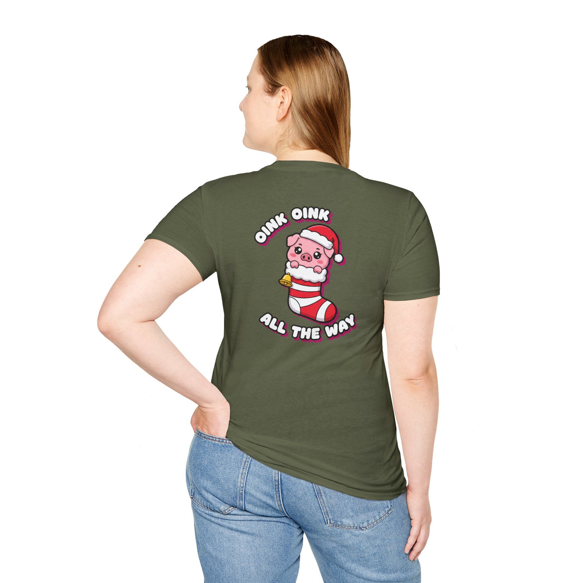 Cute Christmas Shirt Oink Oink All The Way Funny Animal Unisex Softstyle Tee Christmas Gift