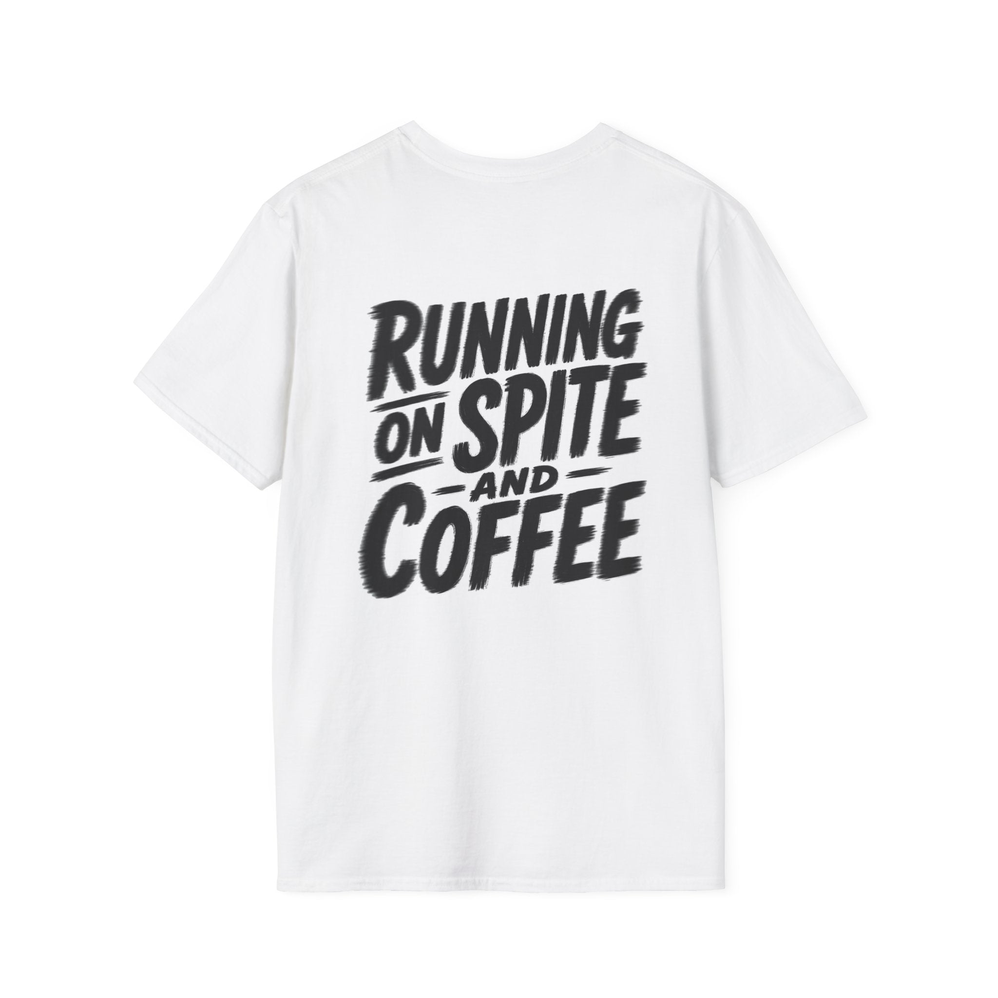 Funny Dark Humor Tshirt Running on Spite and Coffee Shirt — Dark Humor Coffee Lover Graphic Tee