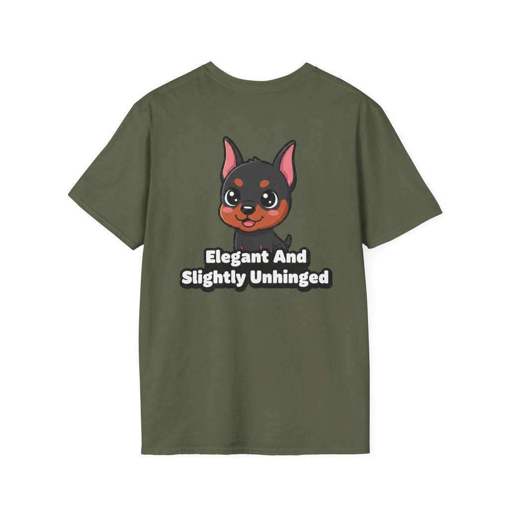 Cute Doberman Shirt Elegant And Slightly Unhinged Funny Dog Lover Unisex Softstyle Tee Gift