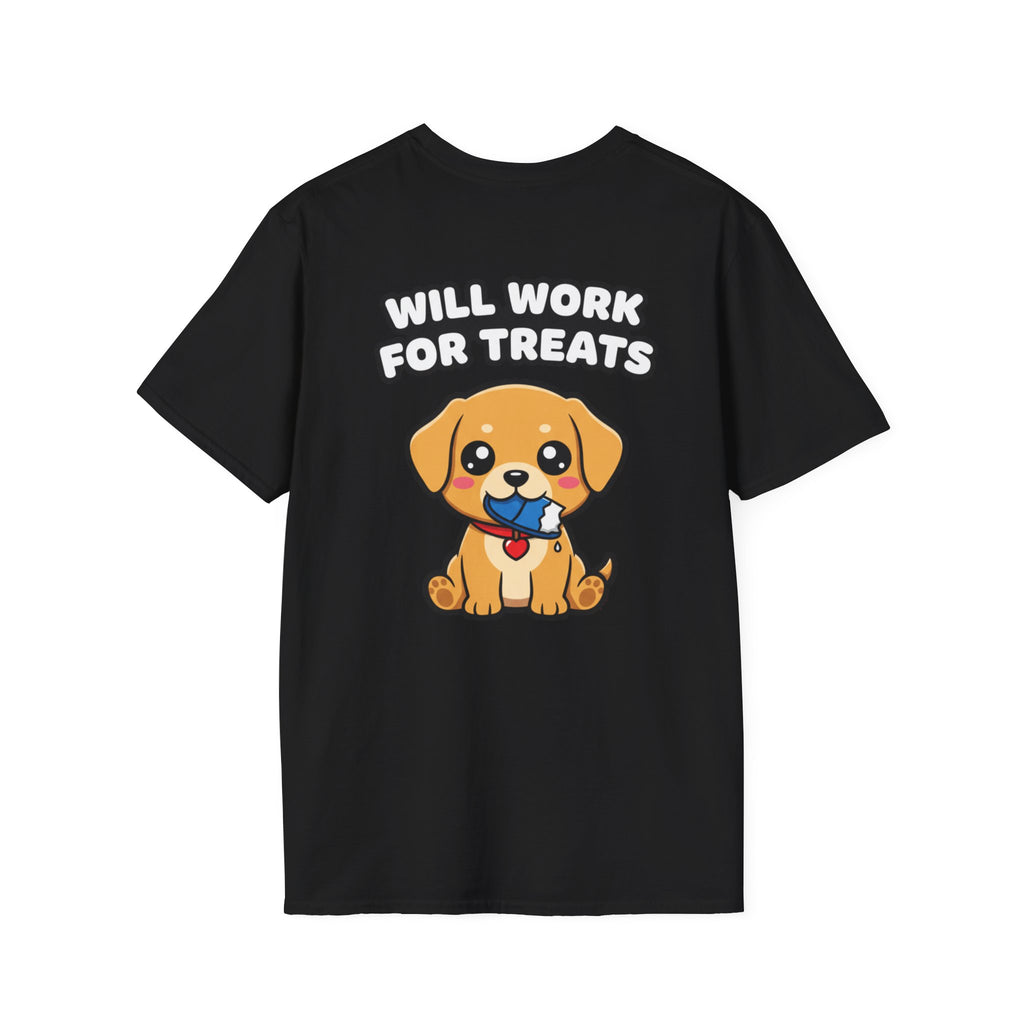 Cute Labrador Shirt Will Work For Treats Funny Dog Lover Unisex Softstyle Tee Gift