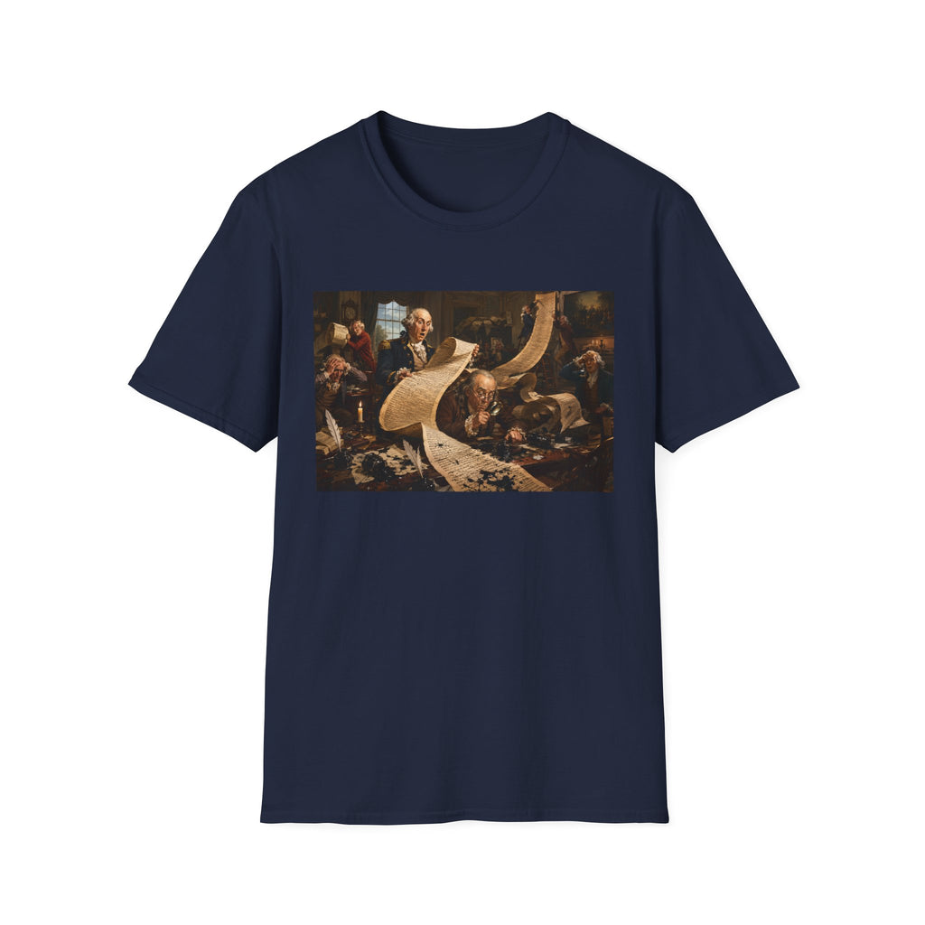 Funny USA Unisex Softstyle T-Shirt Giant Declaration Team Funny Patriotic T-Shirt United States of America Benjamin Franklin George Washington Tshirts