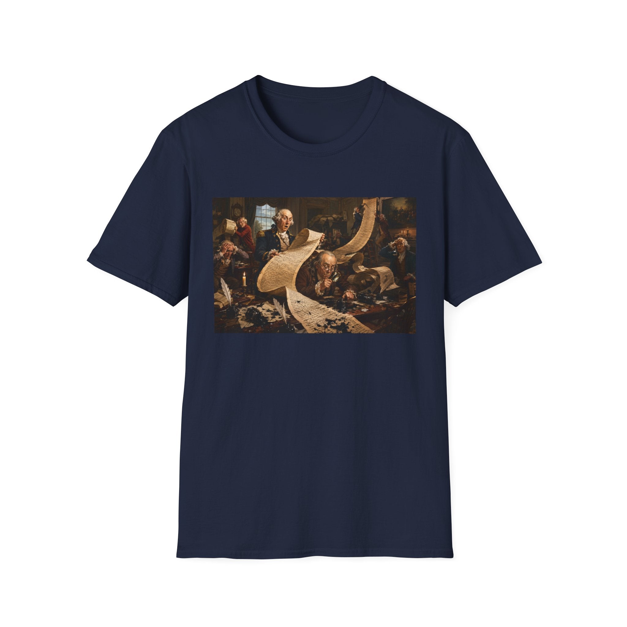 Funny USA Unisex Softstyle T-Shirt Giant Declaration Team Funny Patriotic T-Shirt United States of America Benjamin Franklin George Washington Tshirts
