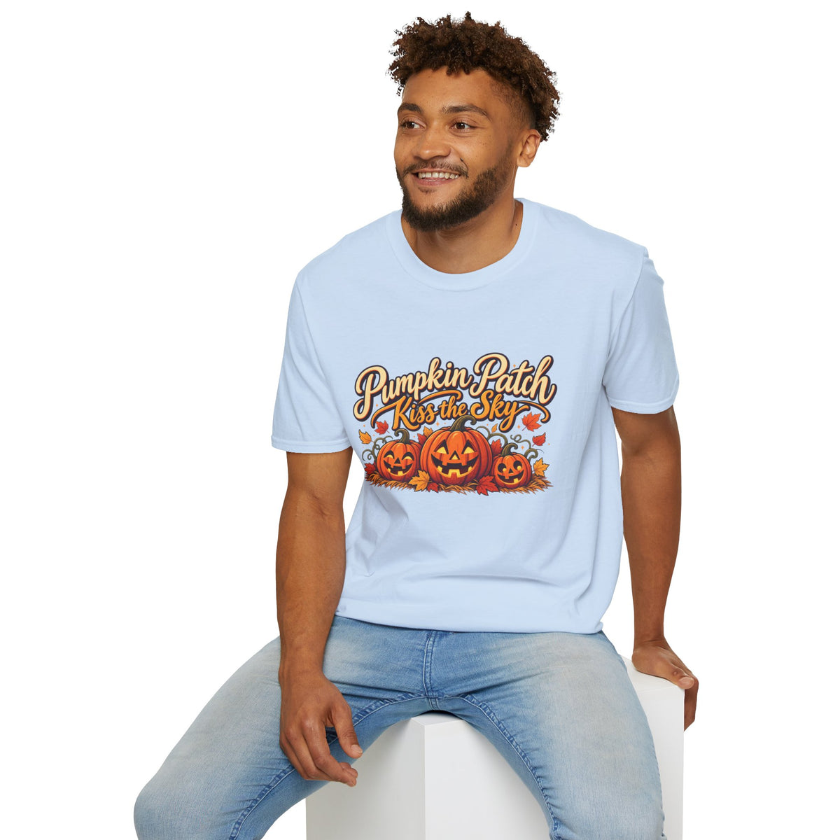 Pumpkin Patch Kiss the Sky Shirt | Cute Fall Jack-O'-Lantern Graphic Tee | Womens Halloween T-Shirt