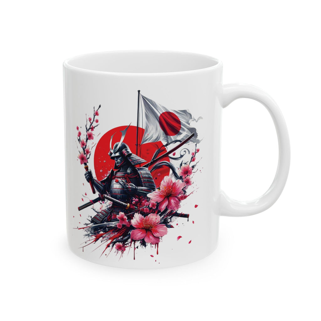Japan Flag Mug Samurai Sakura Flower Tea Coffee Cup Unique Gift Mug Japanese Art 11oz
