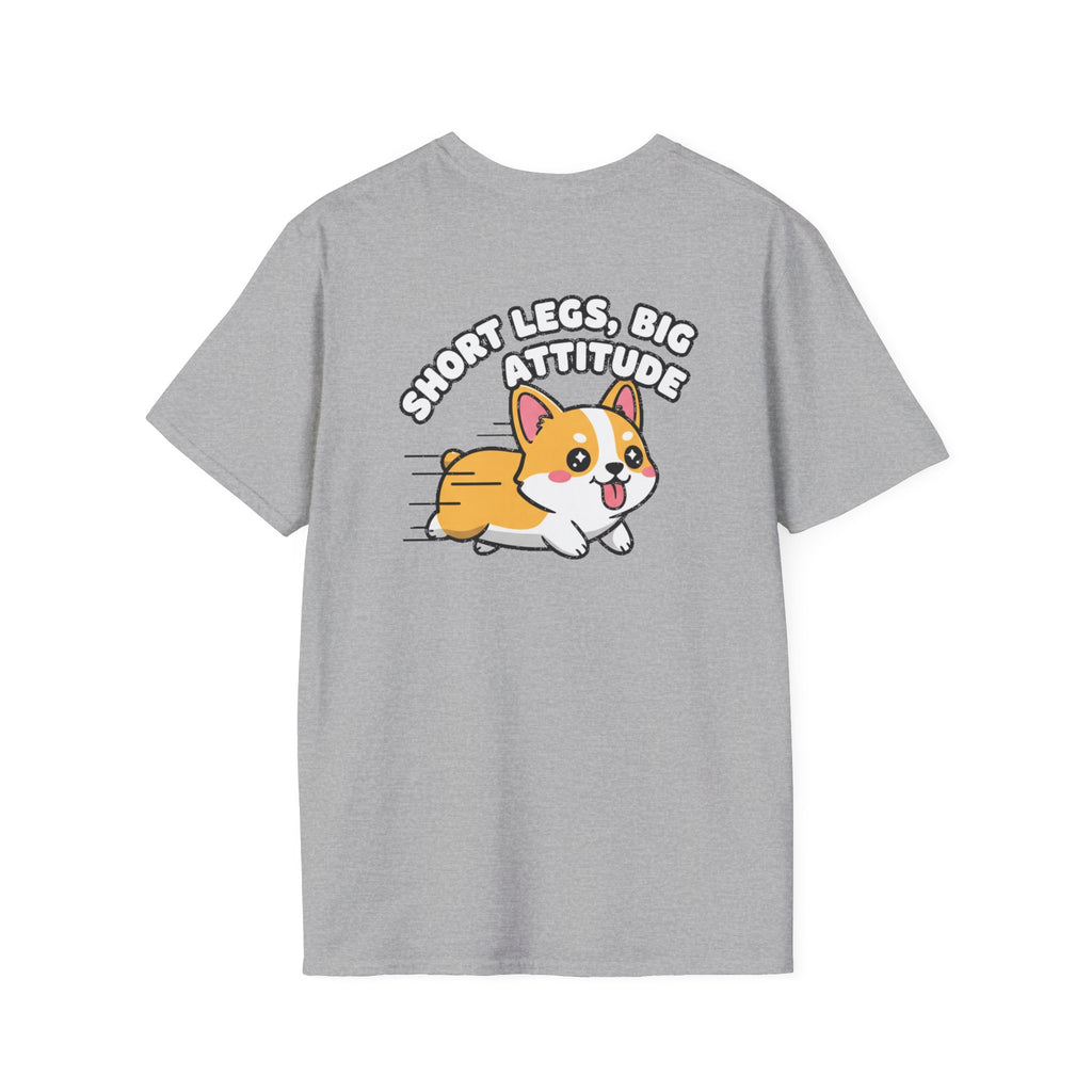Cute Corgi Shirt Short Legs, Big Attitude Funny Dog Lover Unisex Softstyle Tee Gift