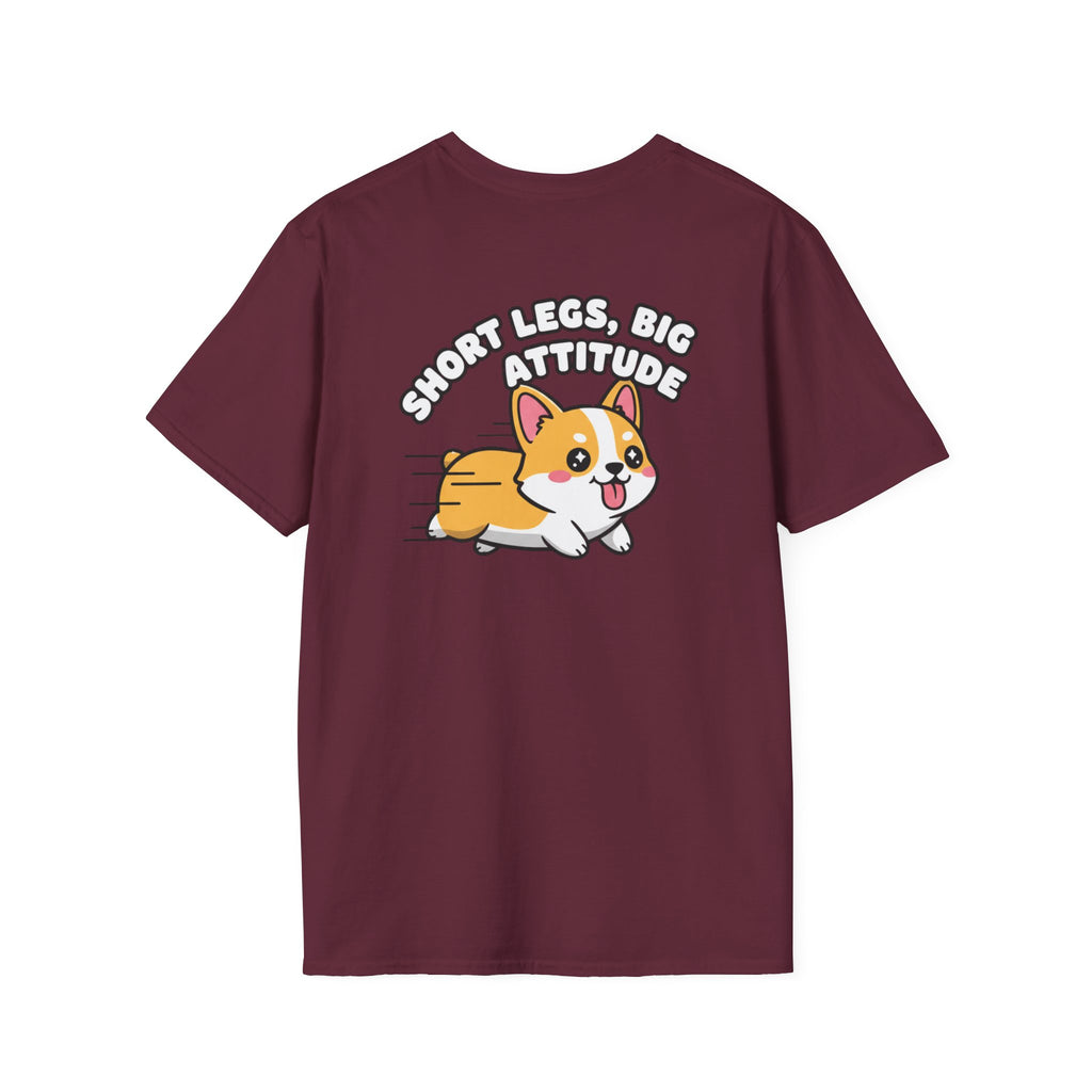Cute Corgi Shirt Short Legs, Big Attitude Funny Dog Lover Unisex Softstyle Tee Gift
