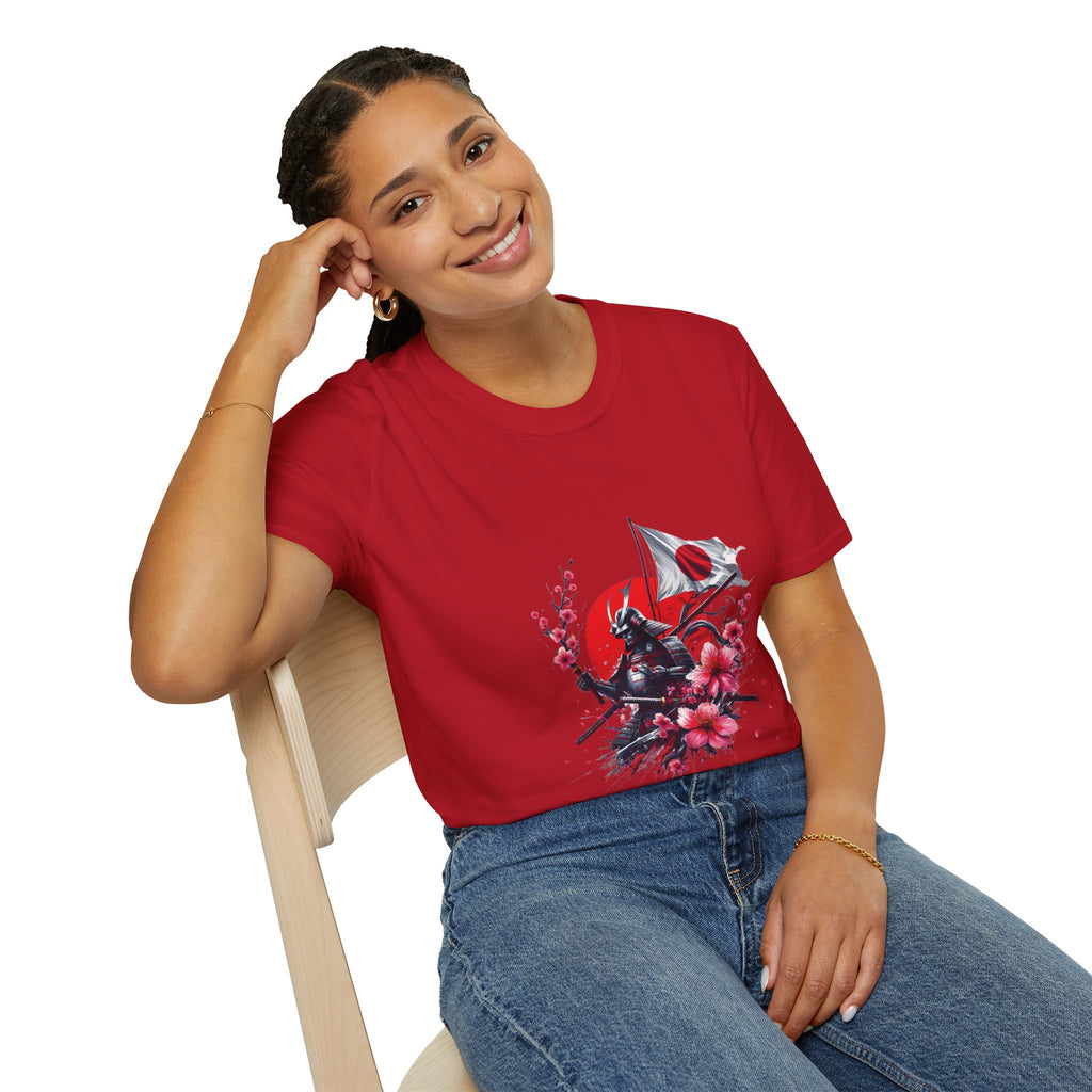 Japan Unisex Softstyle T-Shirt Japanese Art Sakura Samurai Cotton Gift Unique