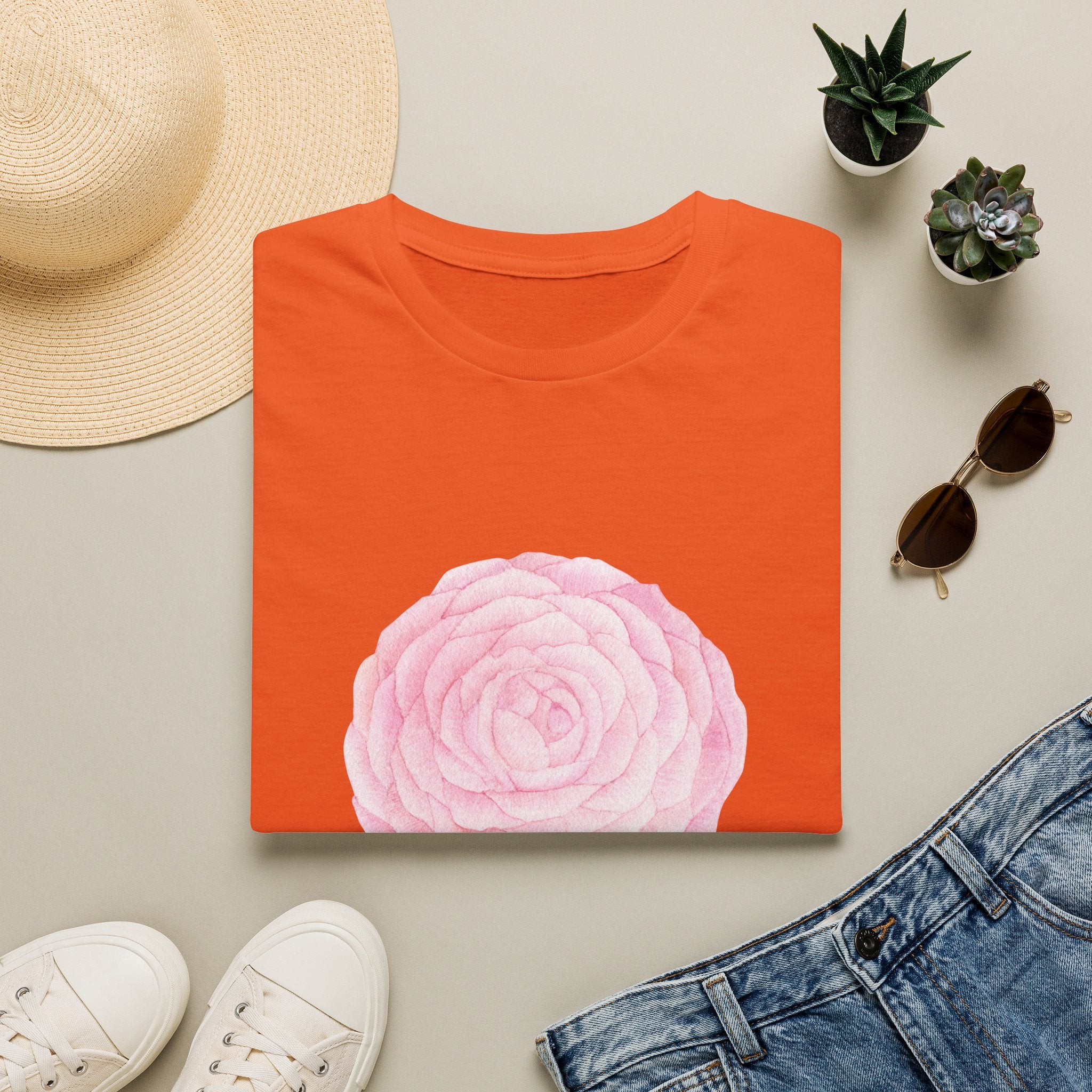 Tsubaki Japanese Camellia Unisex Softstyle T-Shirt Gift Cotton Japan Art Flower
