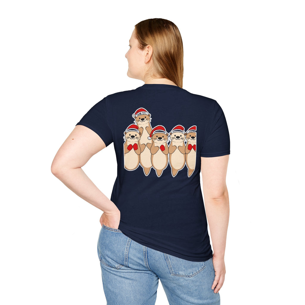 Christmas Otters Family T-Shirt | Cute Cartoon Holiday Design Unique Shirt Gift