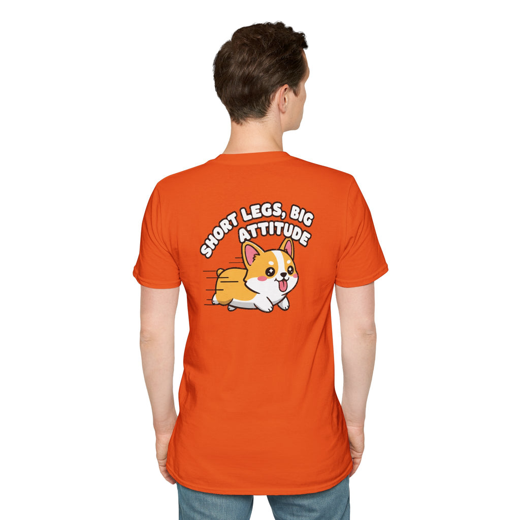 Cute Corgi Shirt Short Legs, Big Attitude Funny Dog Lover Unisex Softstyle Tee Gift