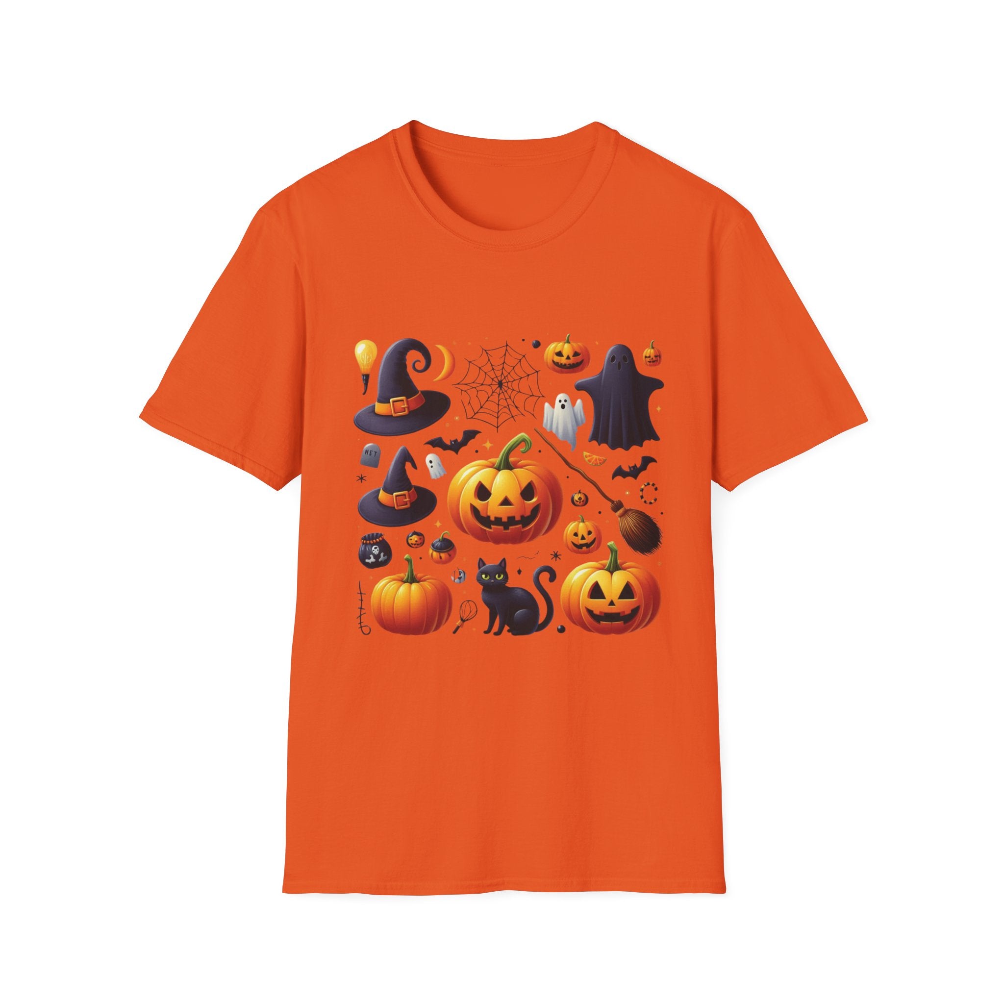 Halloween Pumpkin Face Funny Scary Mens Cotton T-Shirt Tee Top Unisex Women Gift