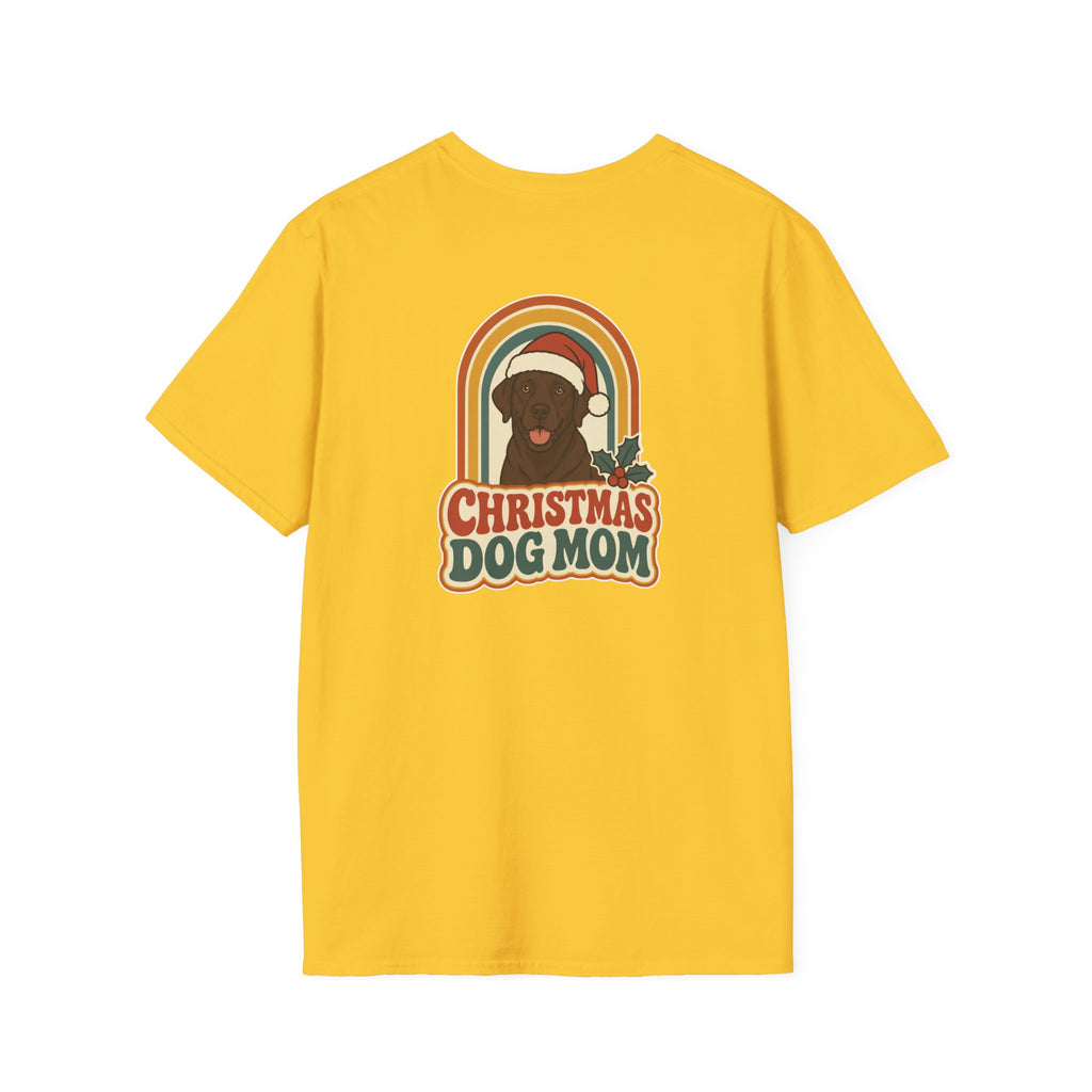 Retro Christmas Dog T-Shirt Christmas Dog Mom Vintage Dog Lover Shirt Unisex Softstyle Tee Christmas Gift