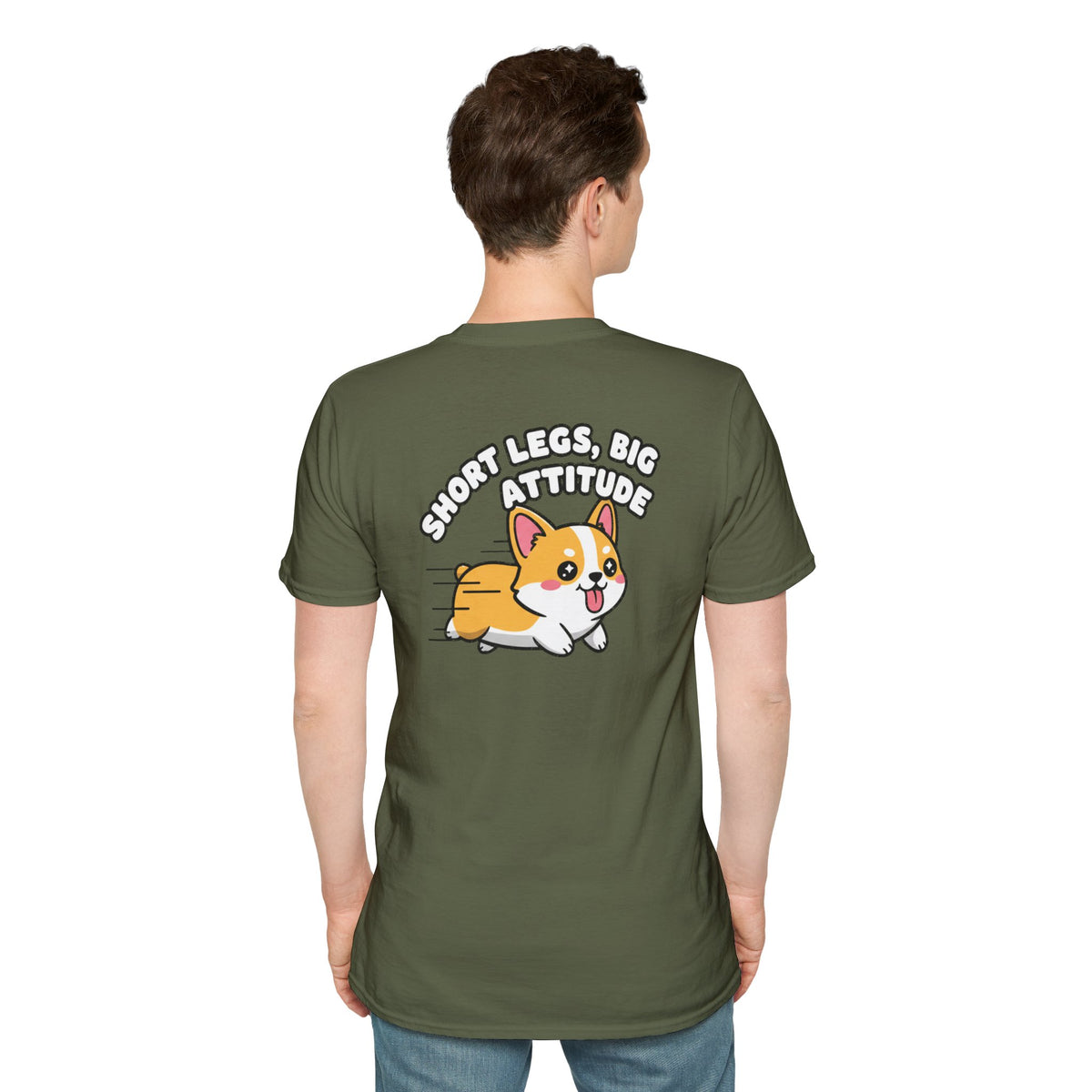 Cute Corgi Shirt Short Legs, Big Attitude Funny Dog Lover Unisex Softstyle Tee Gift