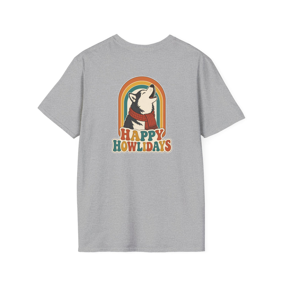 Retro Christmas Dog T-Shirt Happy Howlidays Vintage Dog Lover Shirt Unisex Softstyle Tee Christmas Gift