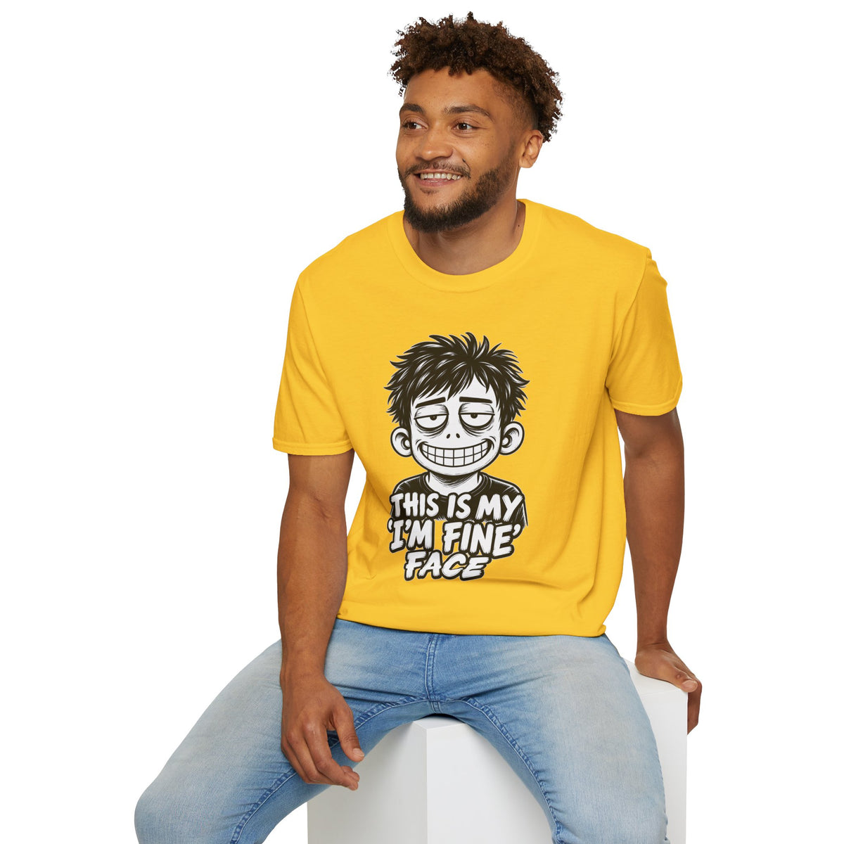 Funny Dark Humor Shirt This Is My I'm Fine Face Funny Office Tee Unique Gift
