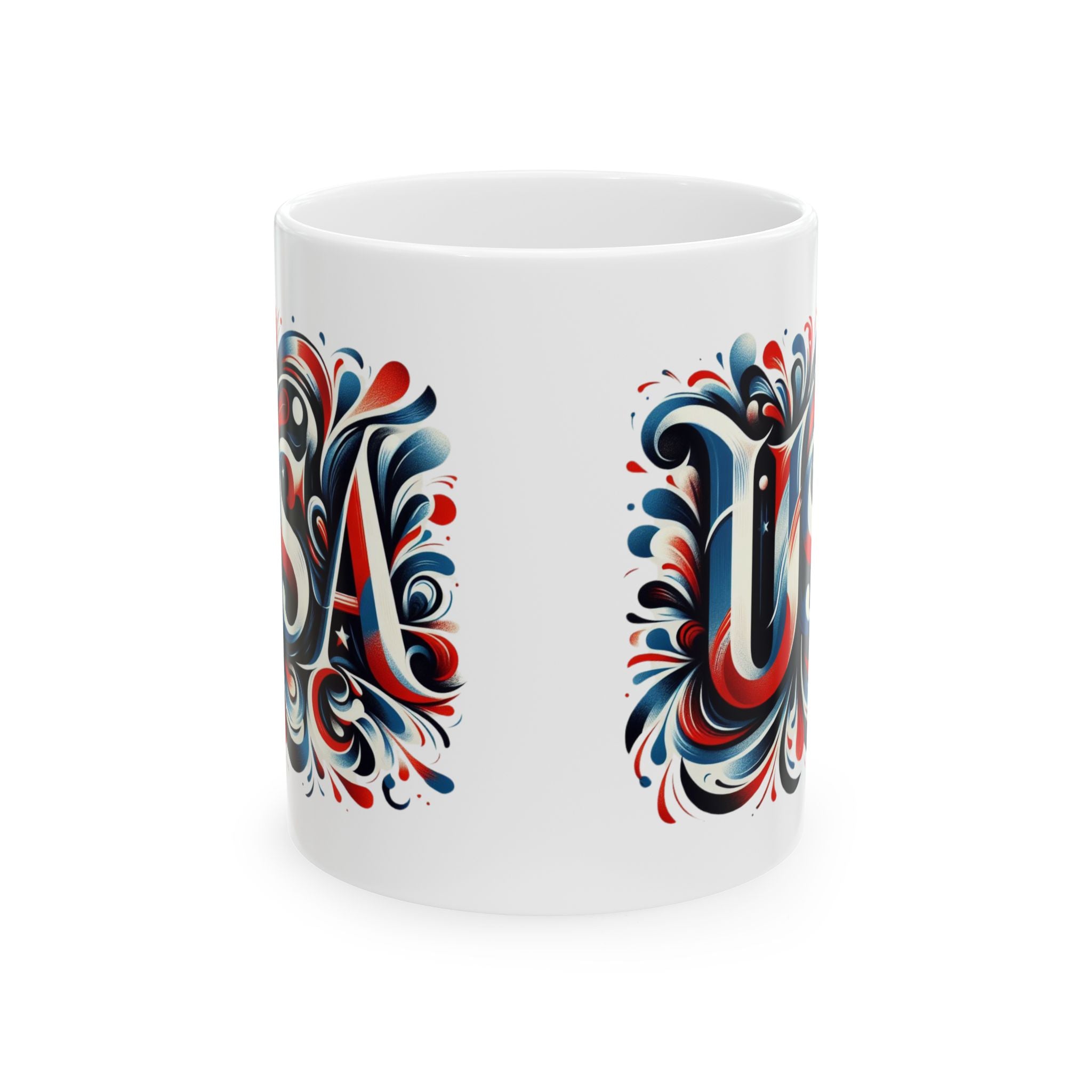 Calligraphy USA Flag Mug America Tea Coffee Cup Ceramic Mug Unique Gift 11oz New