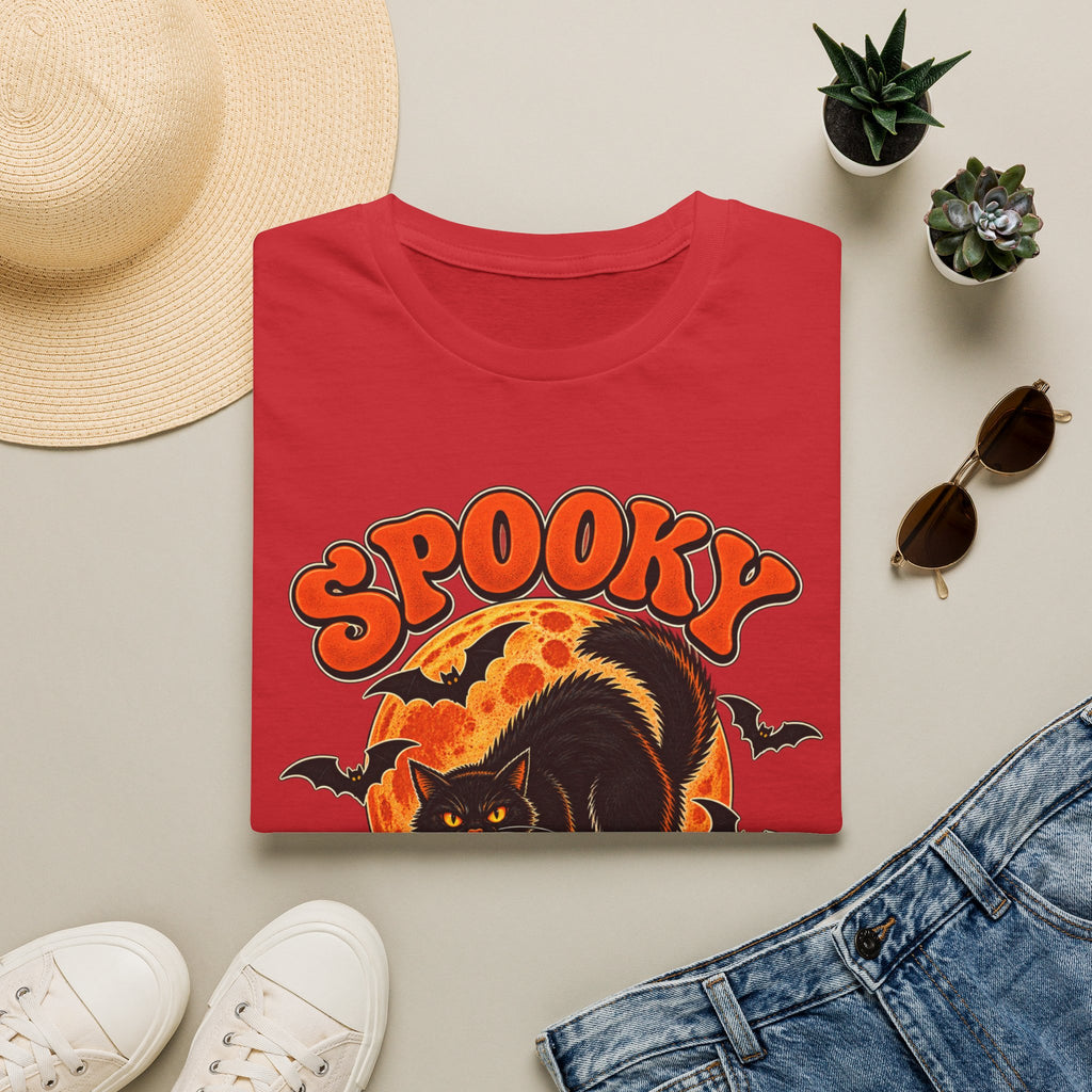 Retro Black Cat Halloween Shirt | Vintage Spooky Season Graphic Tee | Womens Halloween T-Shirt