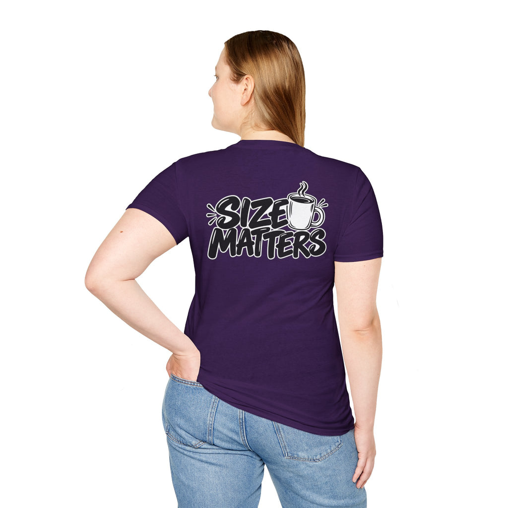 Dark Humor Funny Coffee Shirt Size Matters Novelty Graphic Tee Unique Gift