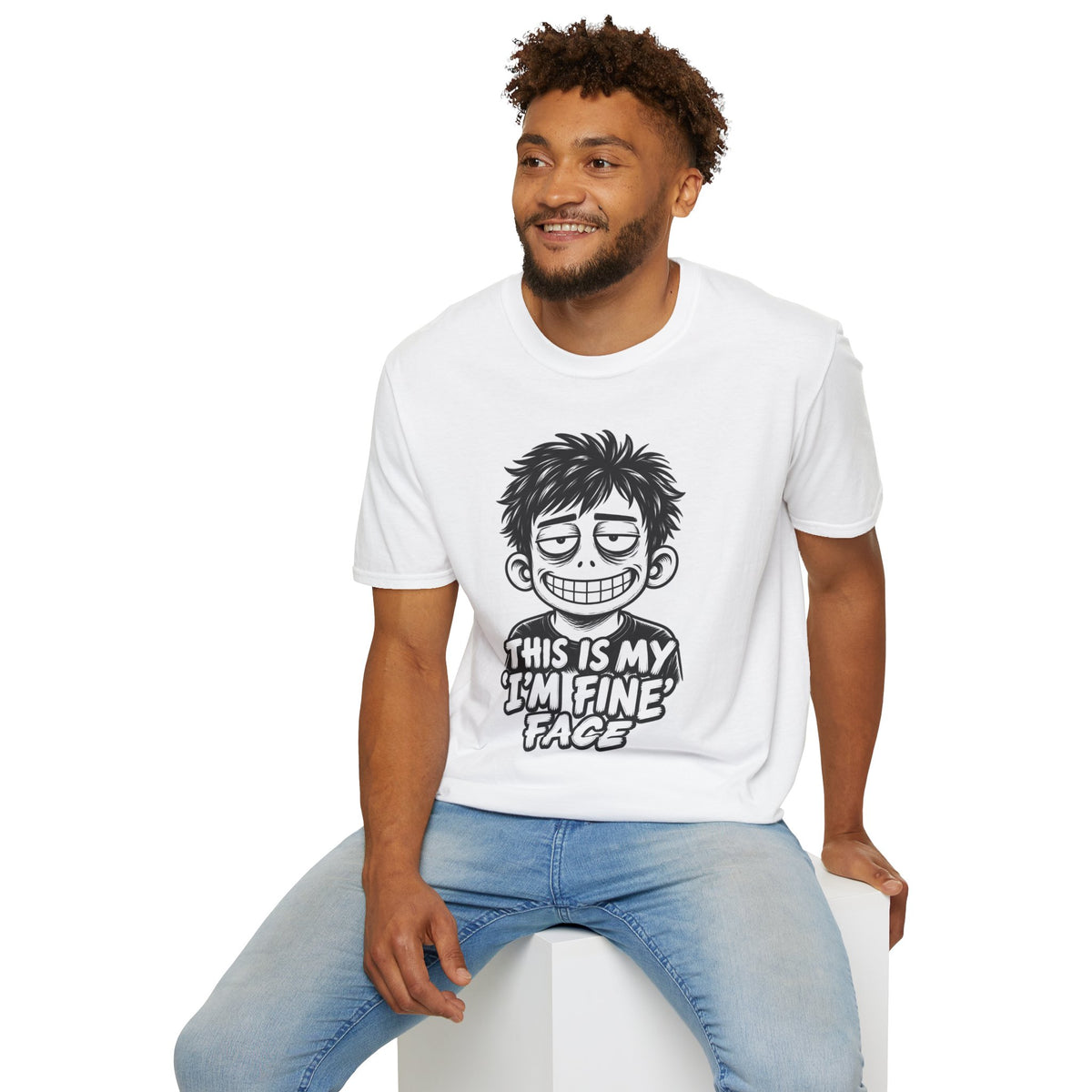 Funny Dark Humor Shirt This Is My I'm Fine Face Funny Office Tee Unique Gift