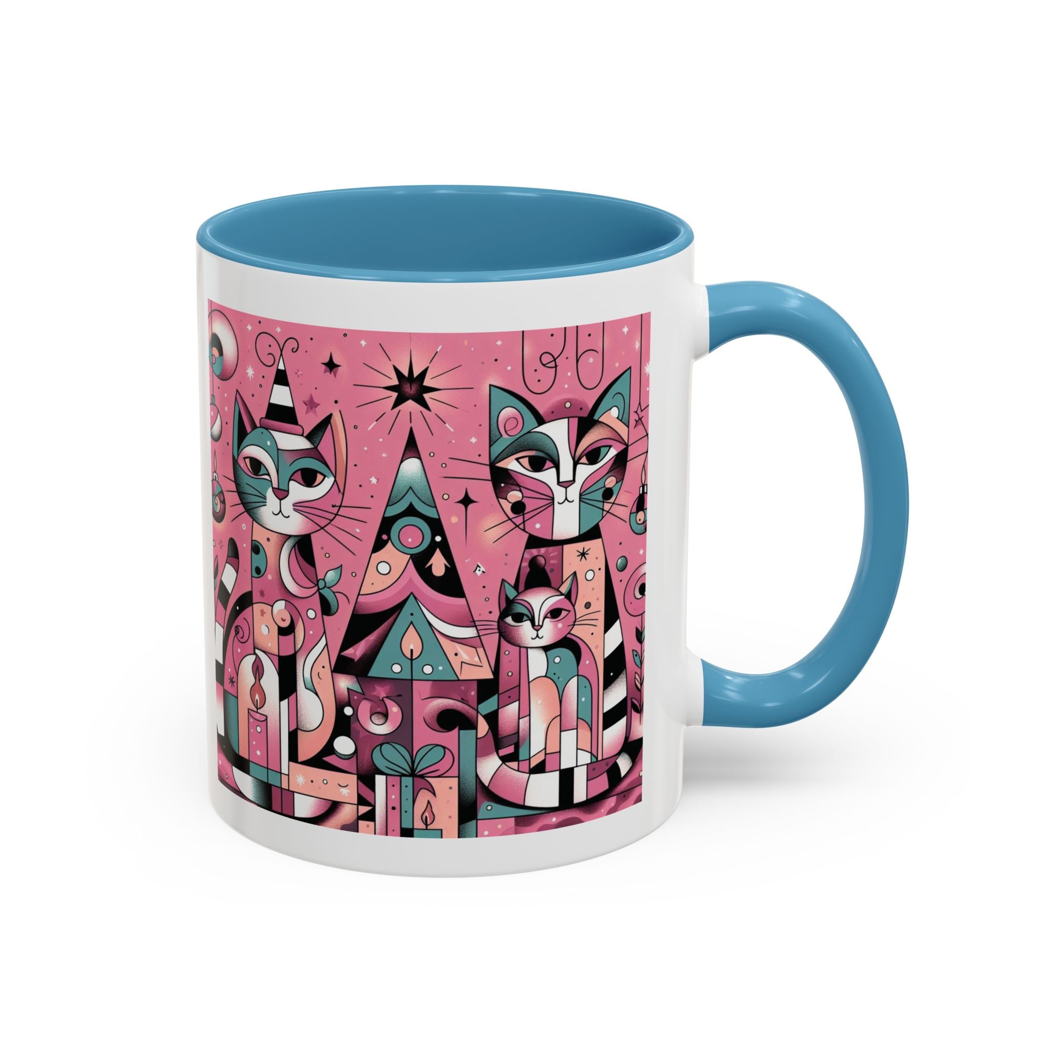 Christmas Mug Pink Cats Mug Mom Picasso Art Funny Coffee Tea Ceramic Cup Gift