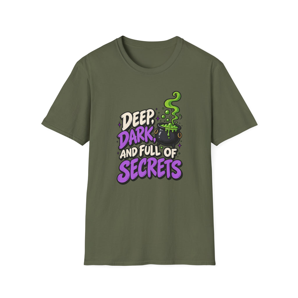 Funny Halloween Shirt DEEP DARK AND FULL OF SECRETS Novelty Tee Graphic T-Shirt