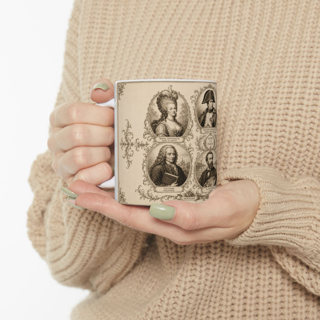 France Icons of History Mug Napoleon Marie Antoinette Voltaire Monet Best French Gift Ceramic Travel Mug
