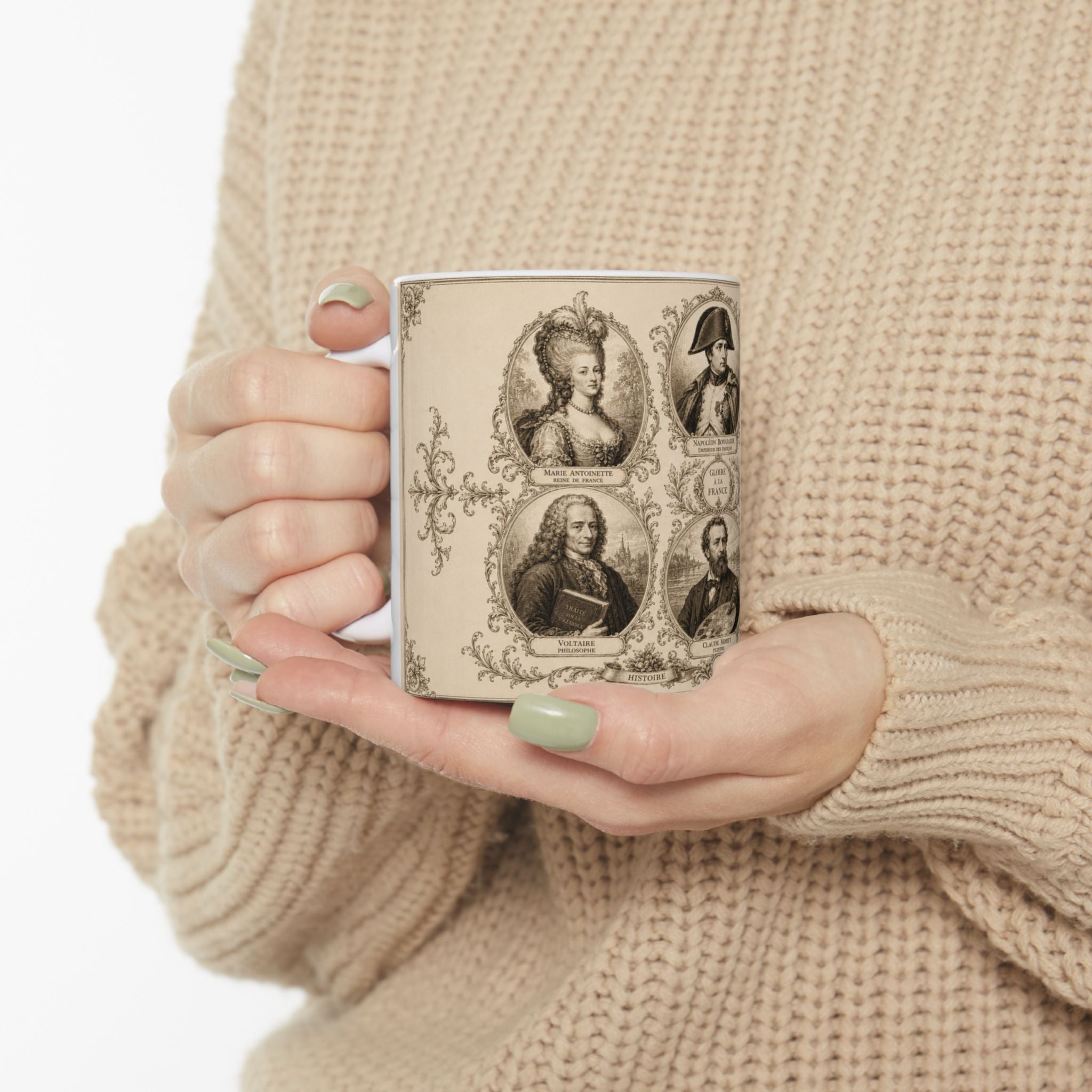 France Icons of History Mug Napoleon Marie Antoinette Voltaire Monet Best French Gift Ceramic Travel Mug