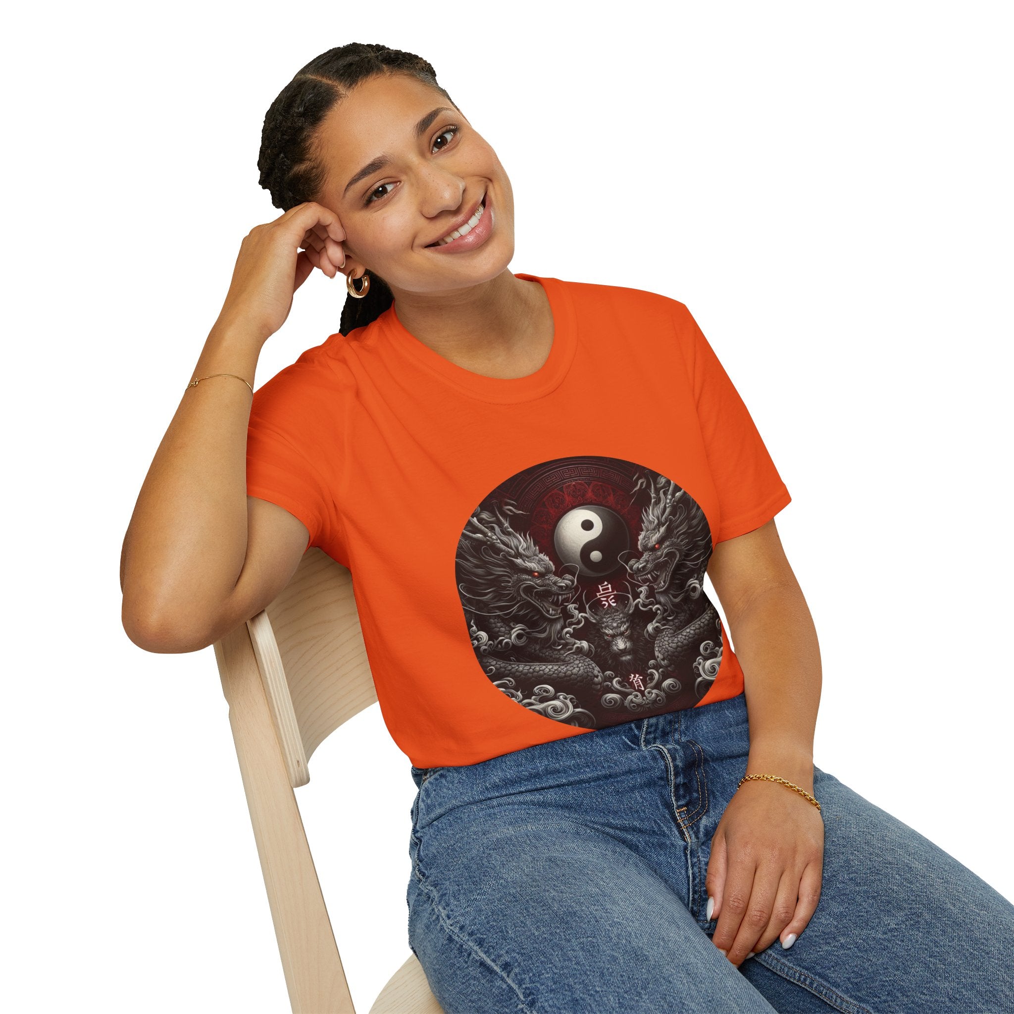 Dragon T-shirt Men Women Graphic Tee Clothing Apparel Symbol Ying Yang Best Gift