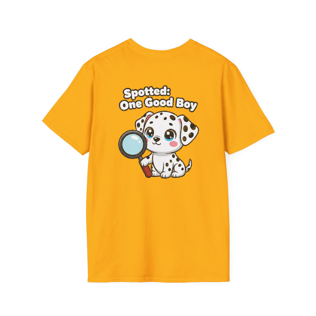 Cute Dalmatian Shirt Spotted: One Good Boy Funny Dog Lover Unisex Softstyle Tee Gift