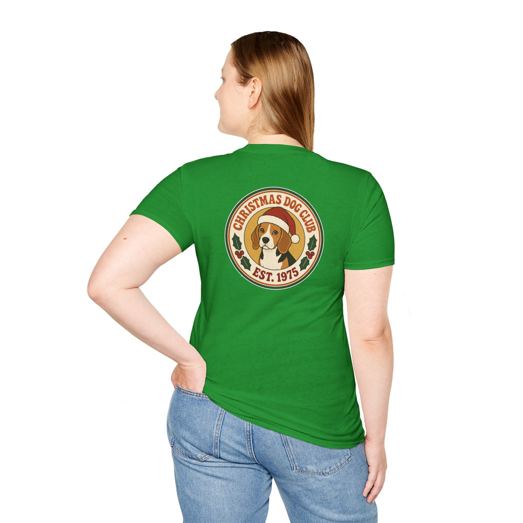 Retro Christmas Dog T-Shirt Christmas Dog Club Vintage Dog Lover Shirt Unisex Softstyle Tee Christmas Gift