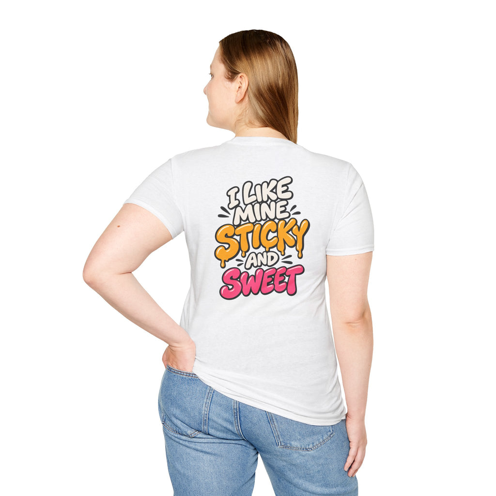Dark Humor Funny Tshirt I LIKE MINE STICKY AND SWEET Tee Unique Gift