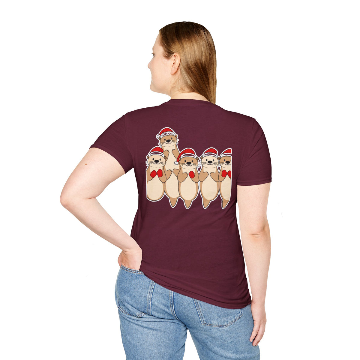Christmas Otters Family T-Shirt | Cute Cartoon Holiday Design Unique Shirt Gift