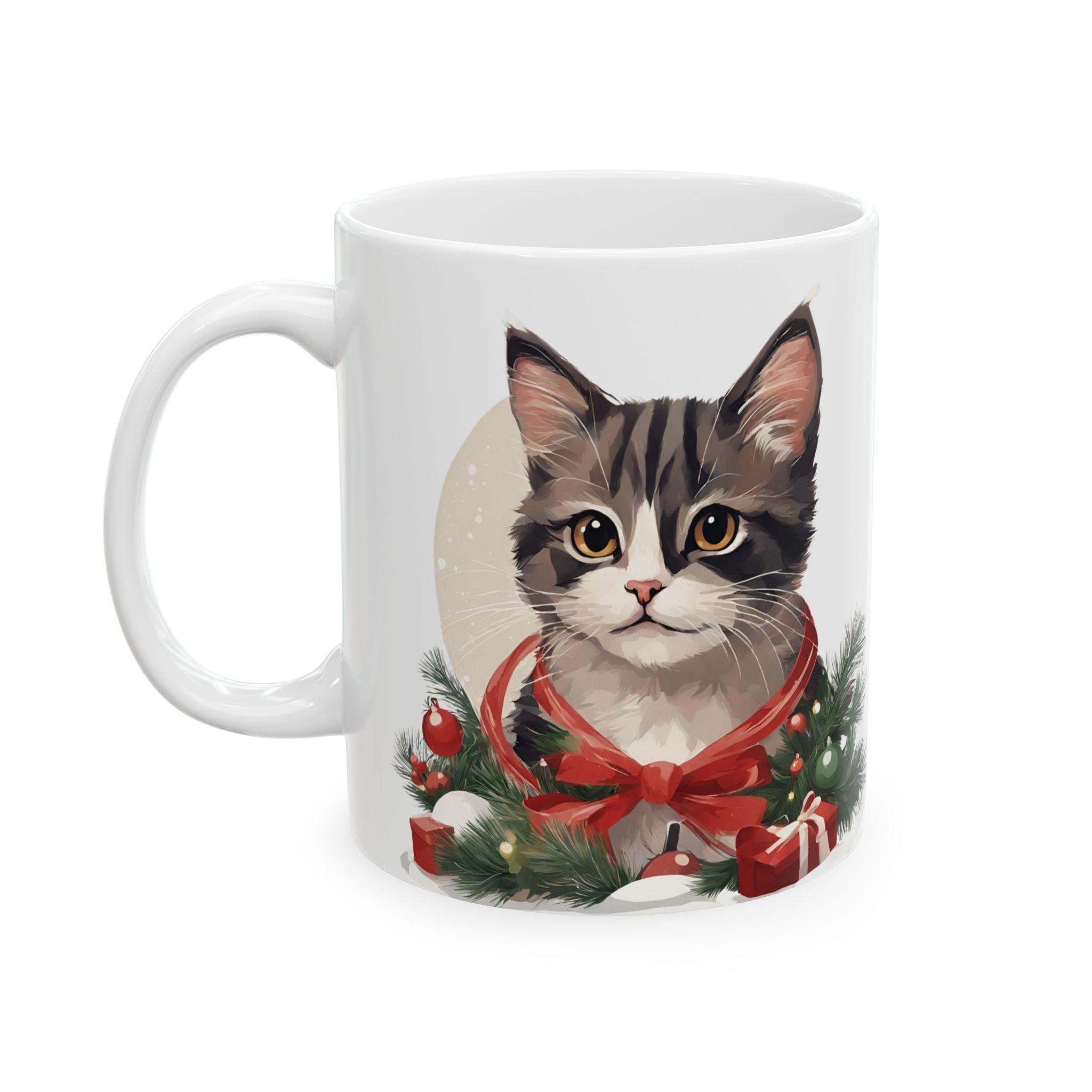Christmas Mug Ceramic Cute Cat Mug Holiday Gift Kids Funny Coffee Cup Tea Animal