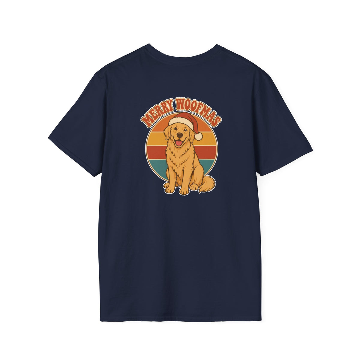 Retro Christmas Dog T-Shirt Merry Woofmas Vintage Dog Lover Shirt Unisex Softstyle Tee Christmas Gift